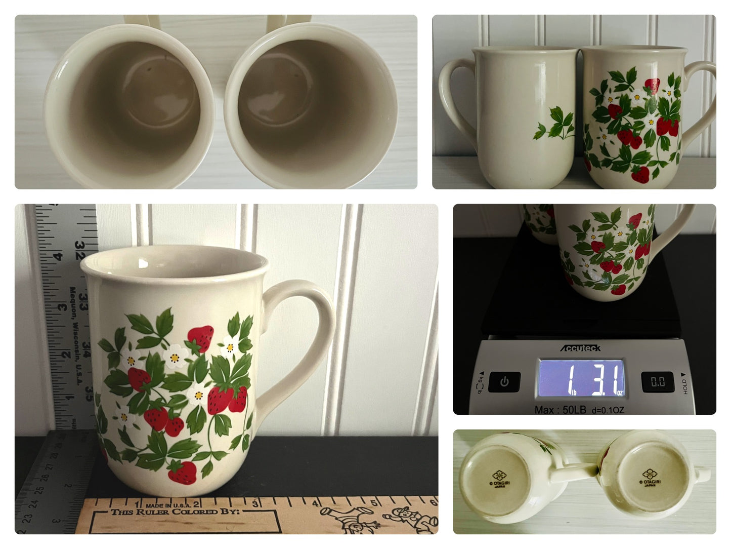 Pair of Vintage Otagiri Strawberry Mugs