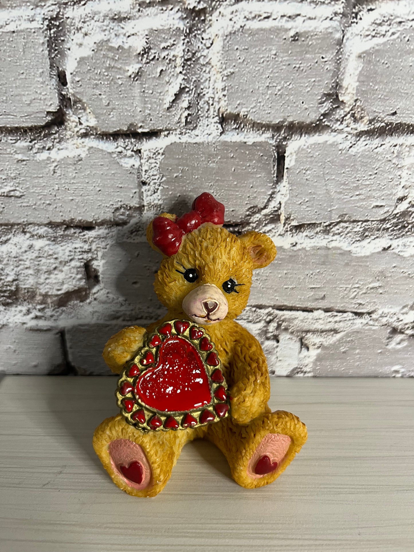 1990s K’s Collection Valentine Honey Bear Figurine – Resin Girl Teddy with Heart