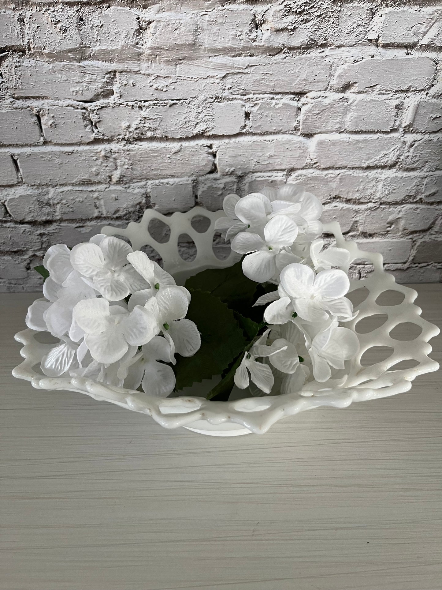 Vintage 1950s Westmoreland Doric Milk Glass Open Lace Edge Compote Banana Boat Bowl – Reticulated Rim