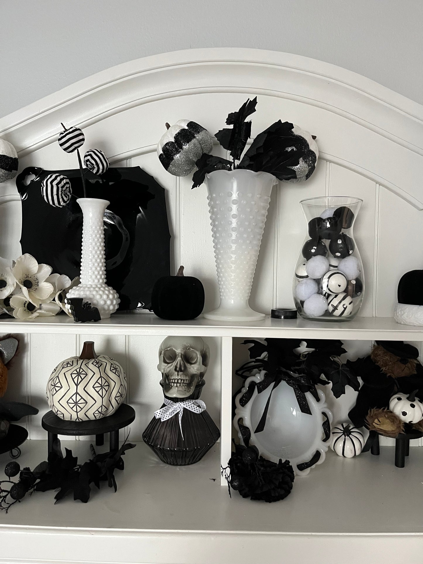 MCM Anchor Hocking Hobnail Milk Glass Trumpet Flower Vase