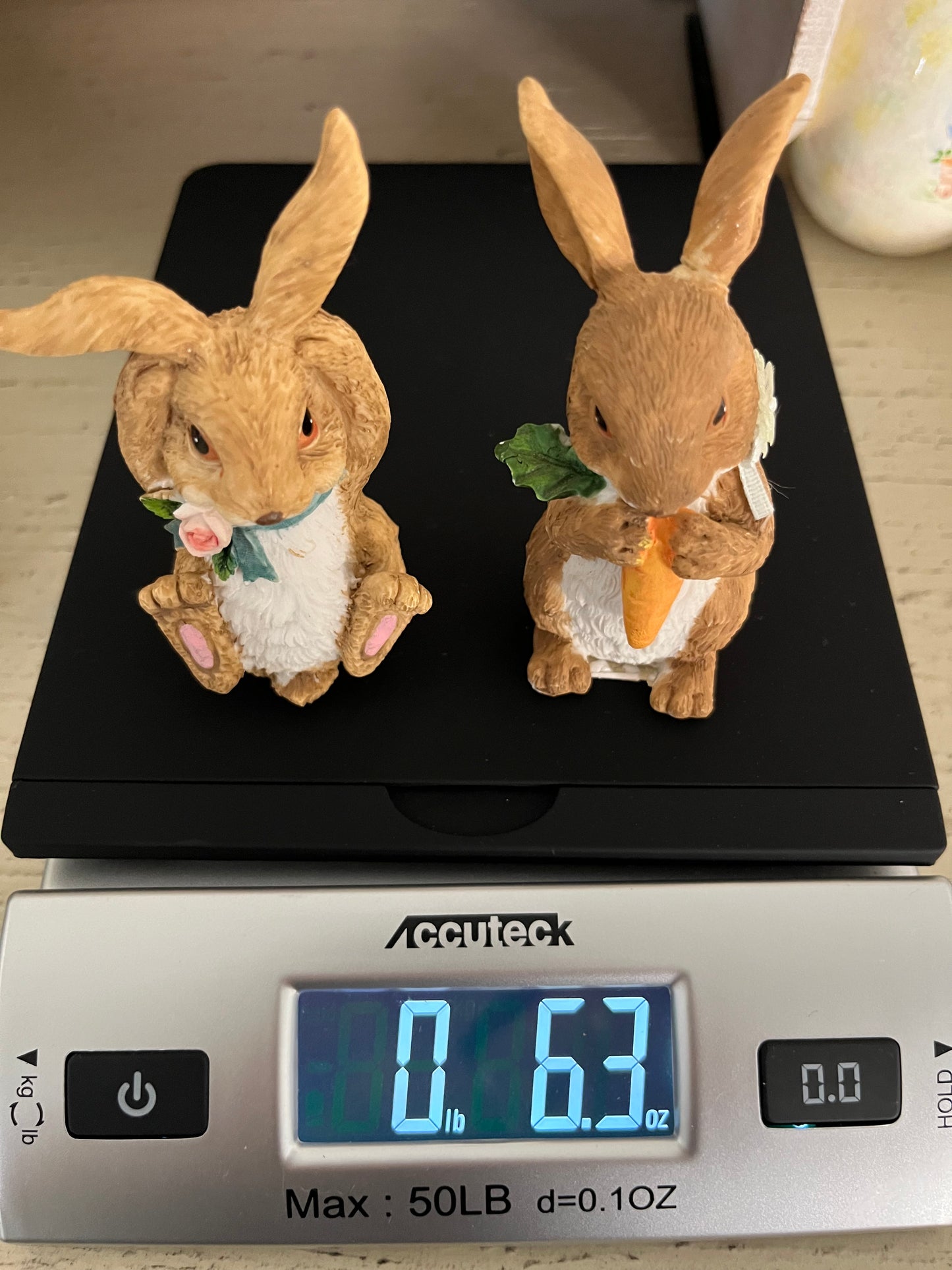 Adorable Resin Brown Bunny Figurines - Set of 2 Preloved Collectibles