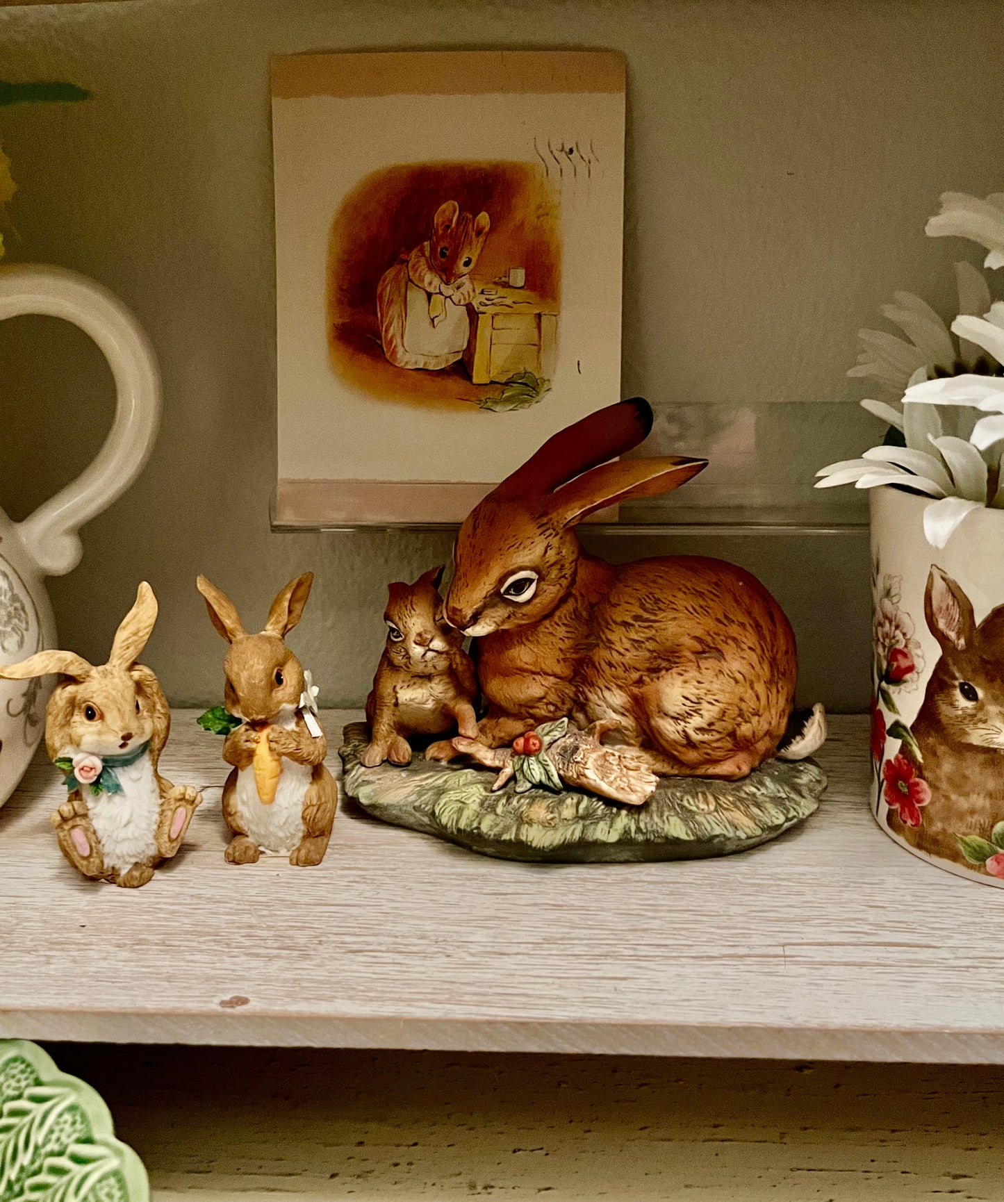 Adorable Resin Brown Bunny Figurines - Set of 2 Preloved Collectibles
