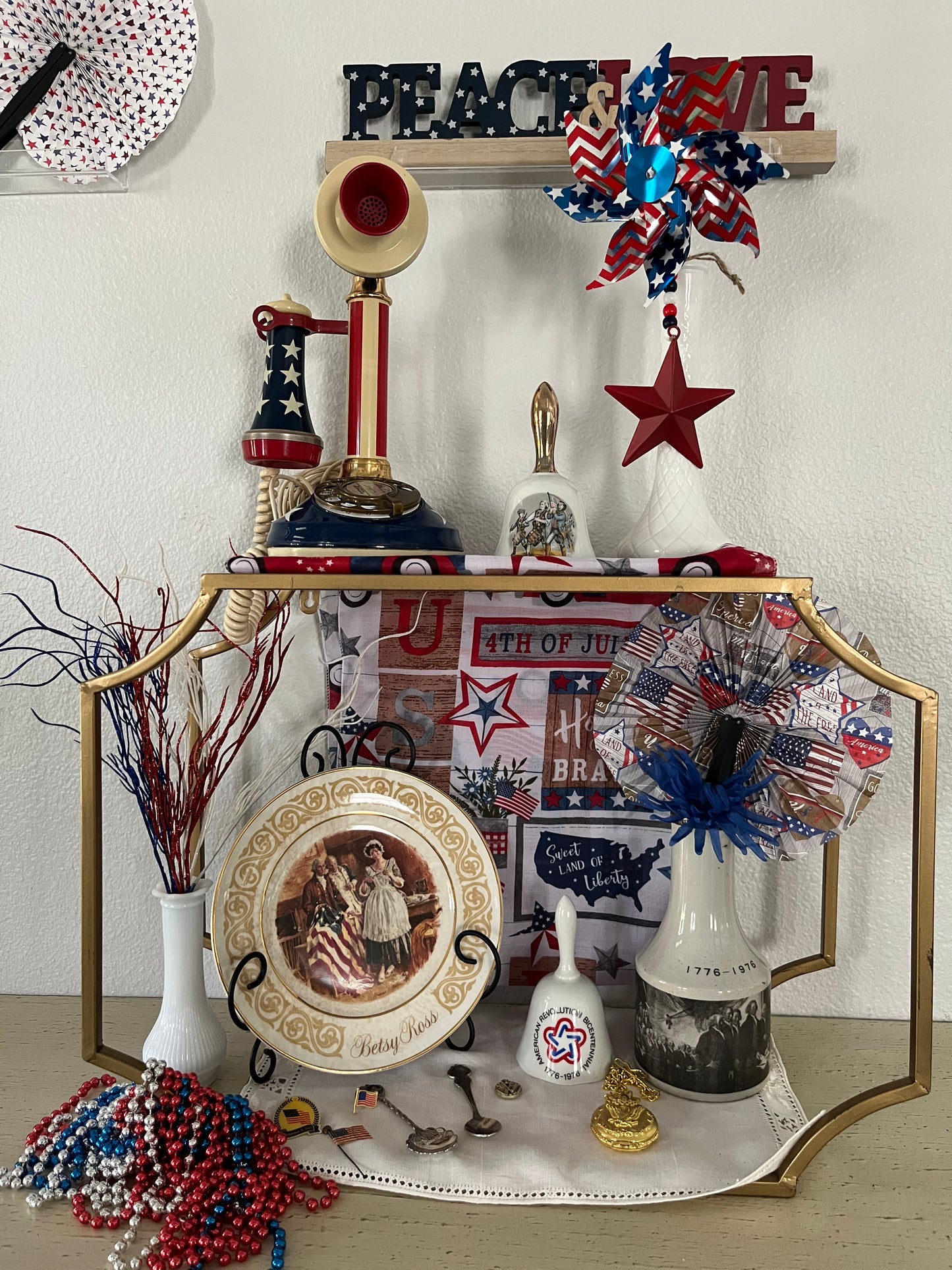 Vintage American Telecom Bi-Centennial Candlestick Rotary Phone - 1973 Red, White, & Blue Collectible