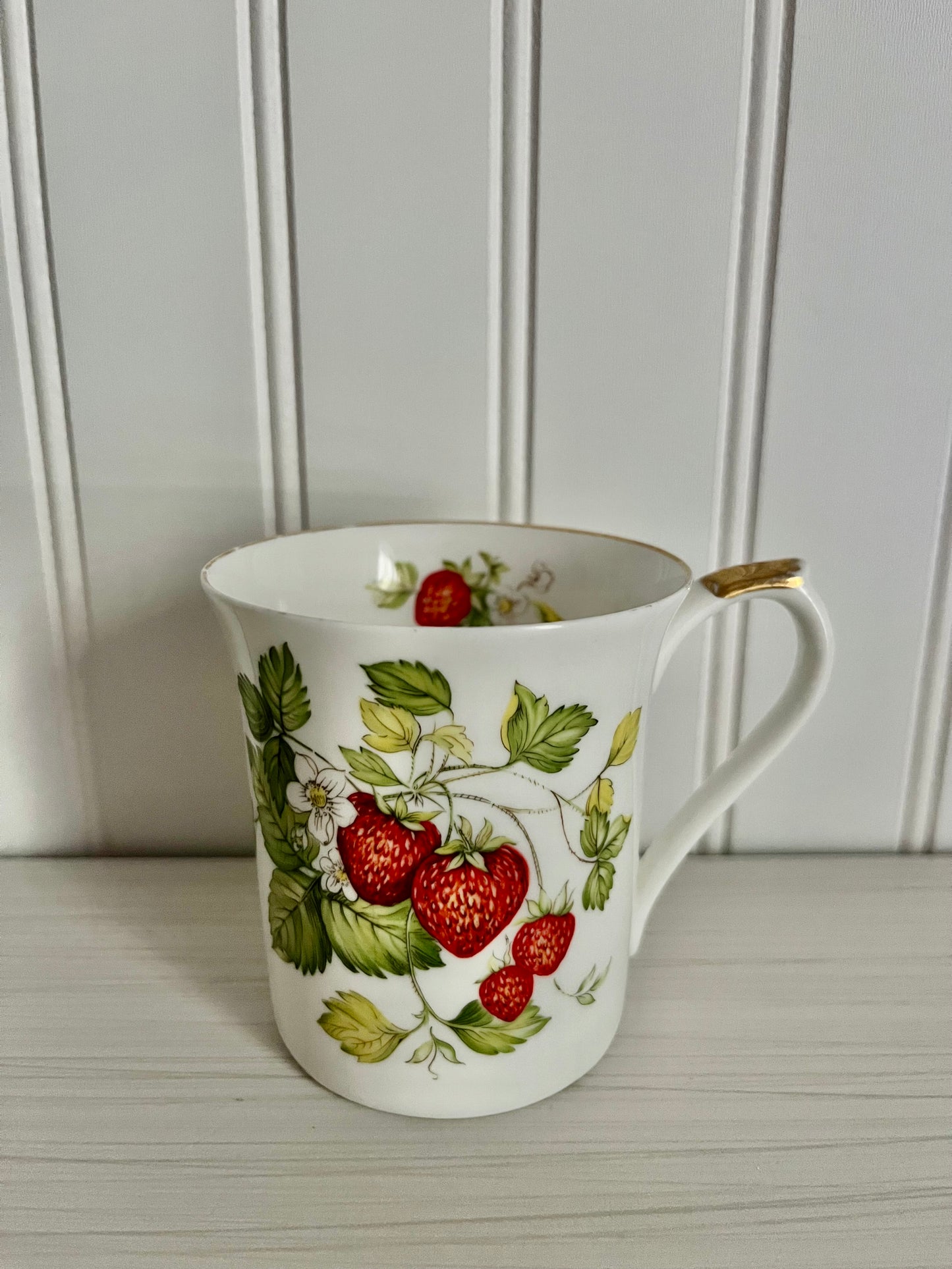 Queen’s Fine Bone China Strawberry Teacup - ESTD. 1875, Made in India, 5.7 oz
