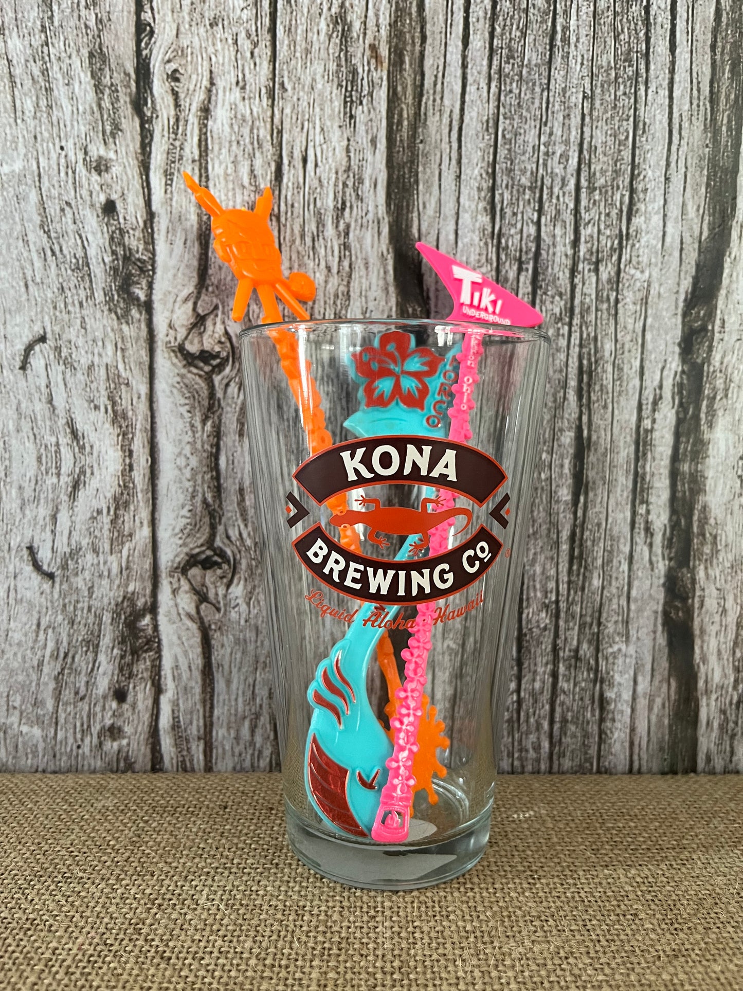 Vintage Kona Brewing Company Liquid Aloha Pint Glass - 16 Ounce - Aloha Tiki Islands Fusion Theme