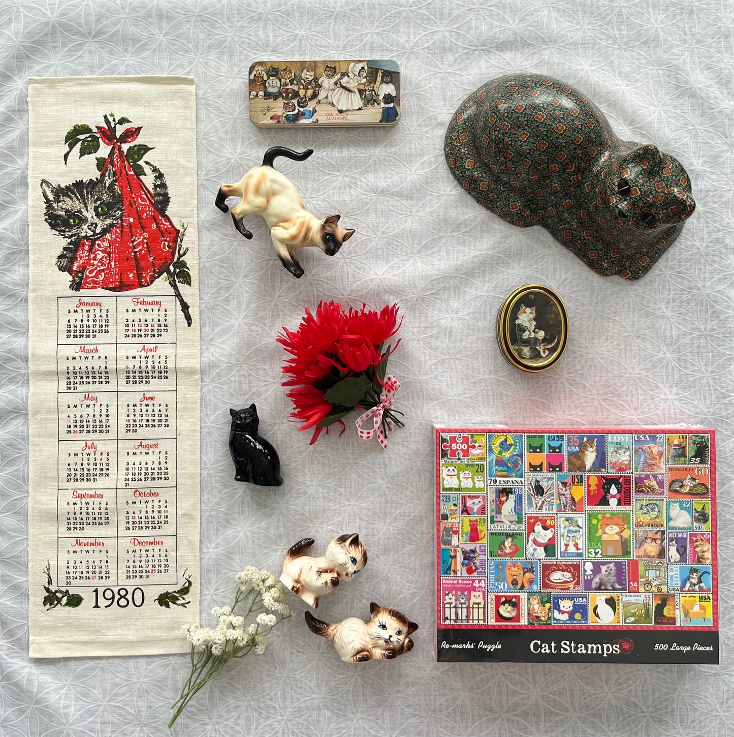Cat Stamps Collage 500 Large Piece Jigsaw Puzzle