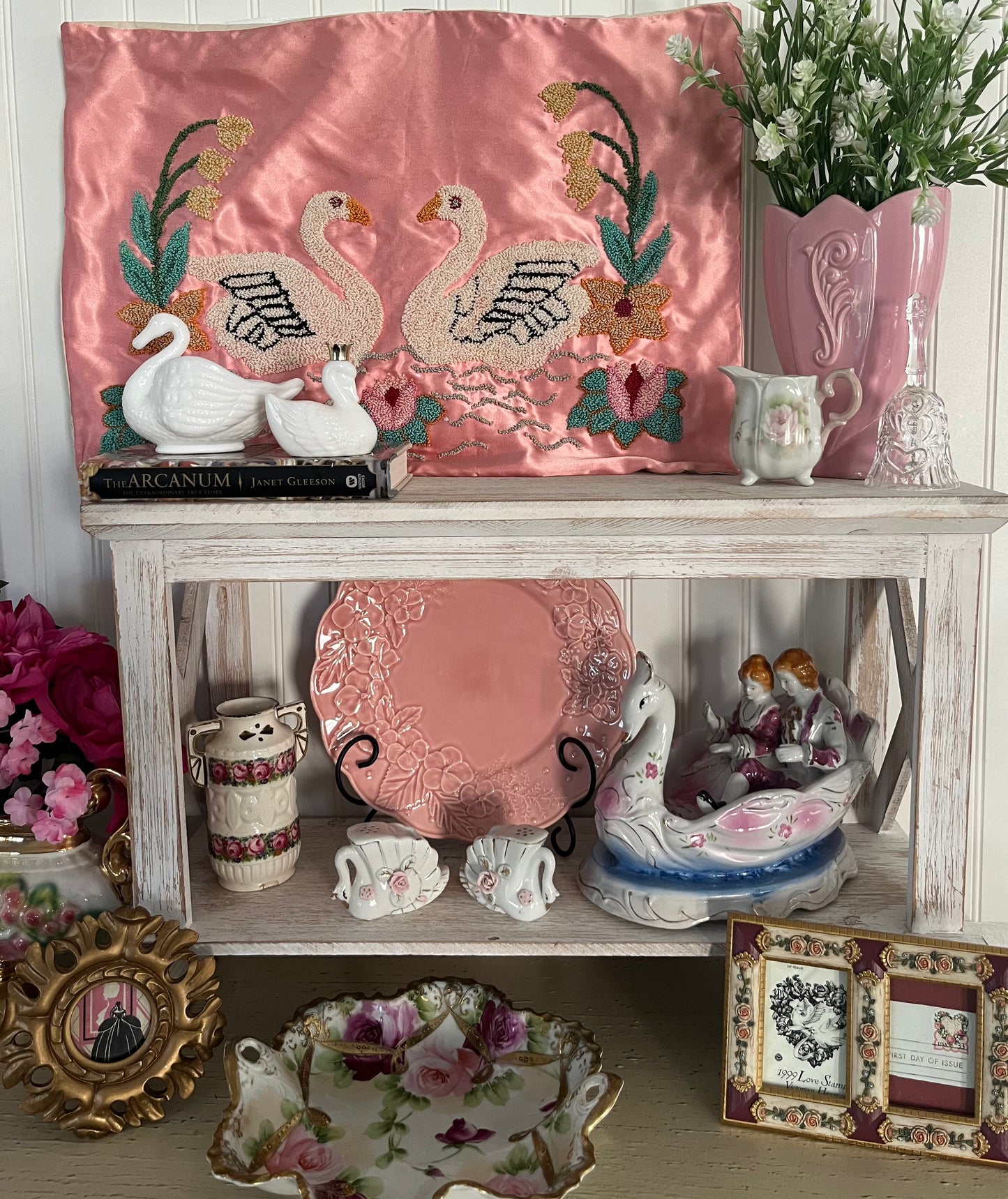 Vintage Bordallo Pinheiro Ingrid Pink Majolica Dinner Plate - Made in Portugal