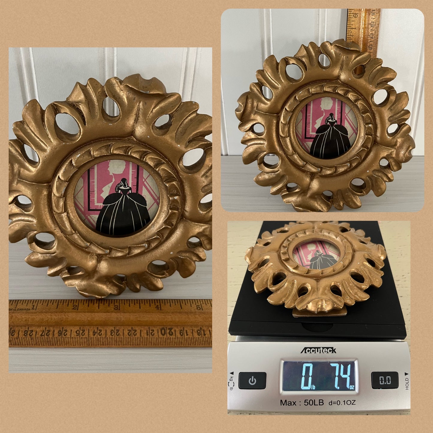 Vintage Ornate Small Resin Gold Relief Style Picture Frame