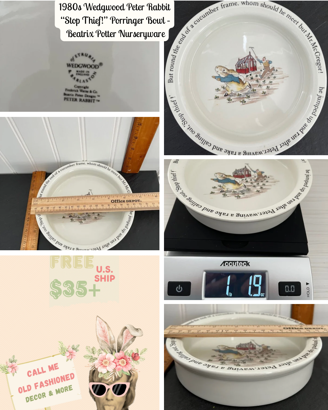 1980s Wedgwood Peter Rabbit “Stop Thief!” Porringer Bowl – Beatrix Potter Nurseryware
