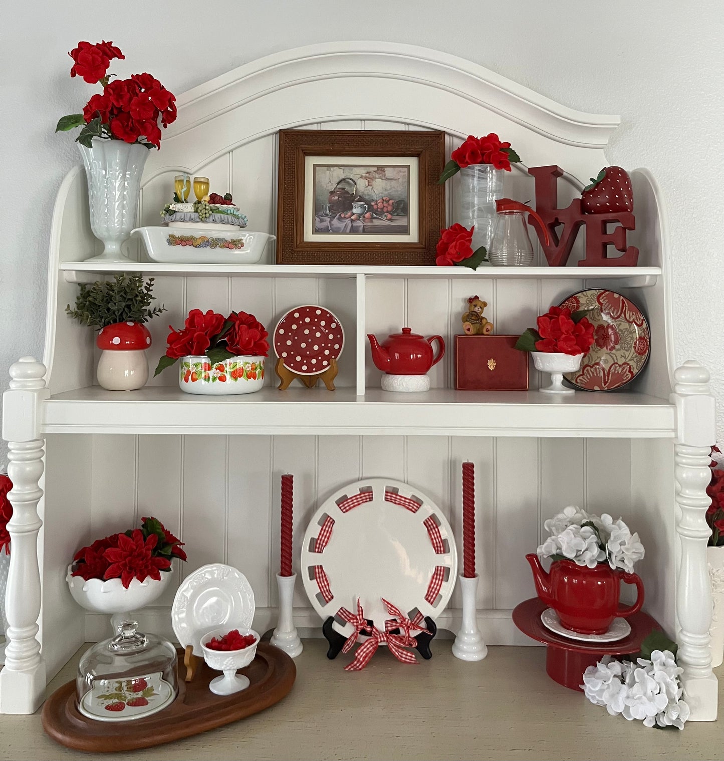 Vintage 1960s Robert Chailloux Framed Still Life Print | Strawberries & Tea Set