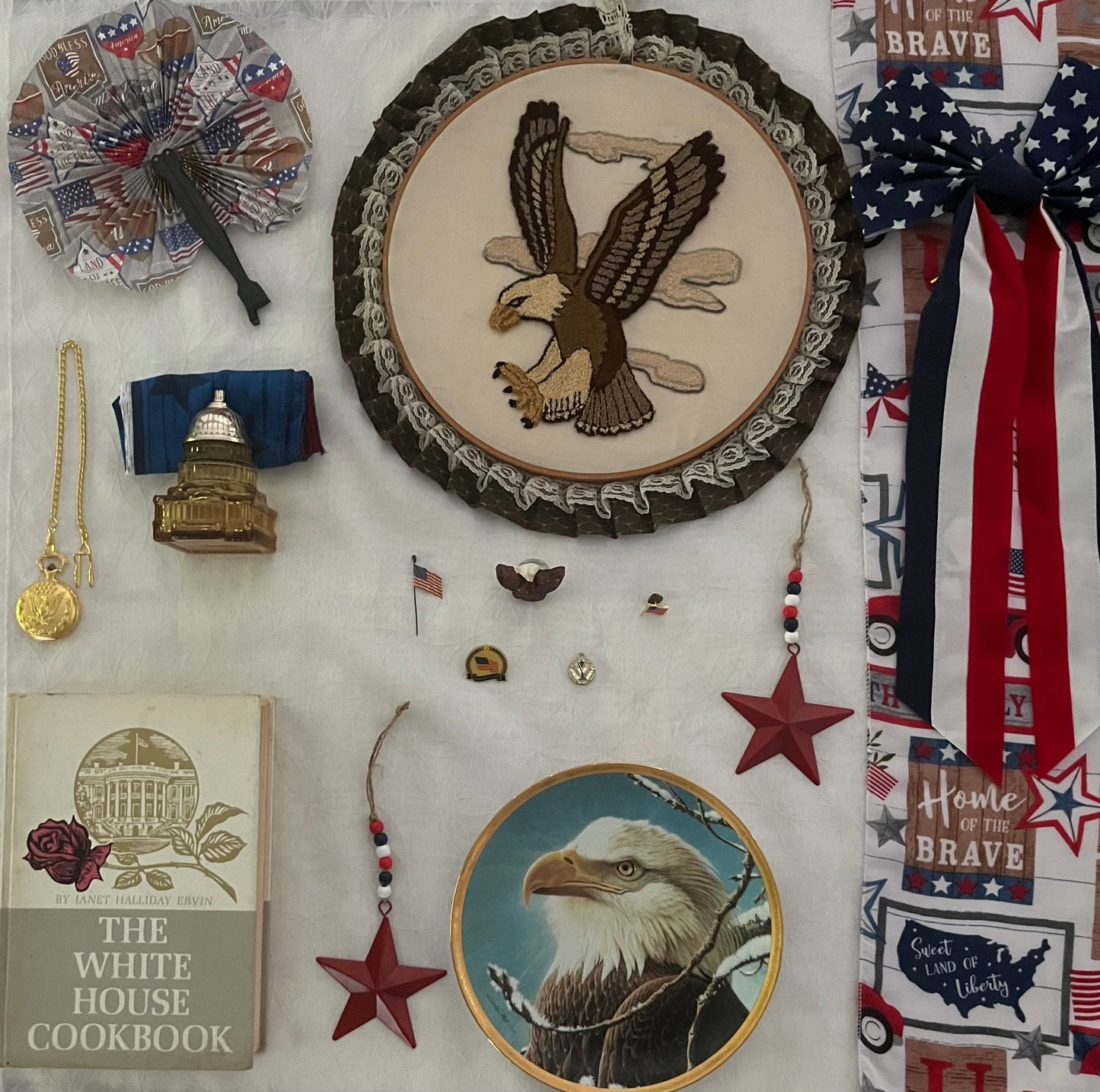 Vintage Liberty Eagle Gold Tone Pocket Watch with Chain and Cover Replica