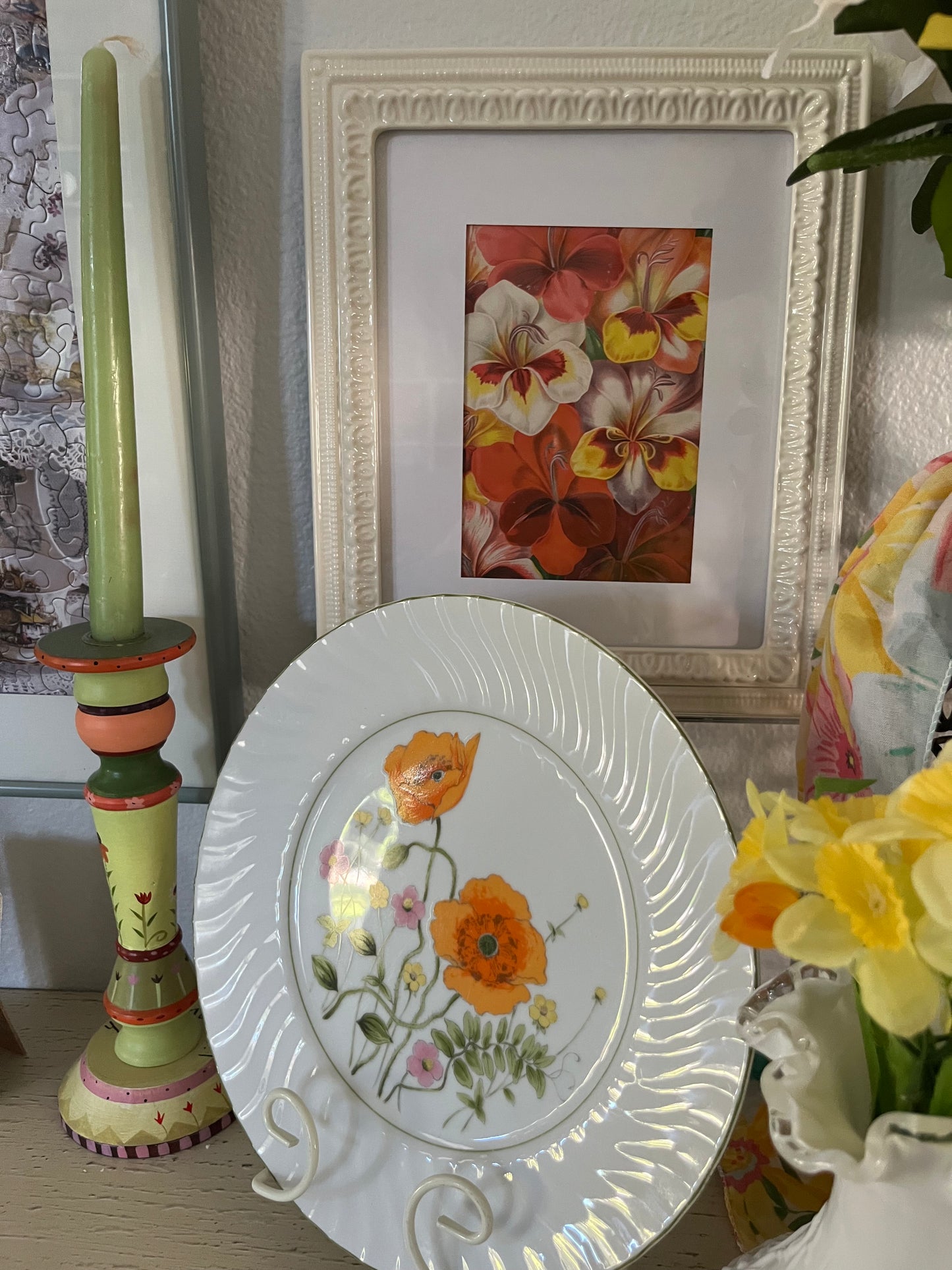 Golden Age of Seed Catalogue Art -Gladiolus Flowers in White Vintage Style Modern Frame