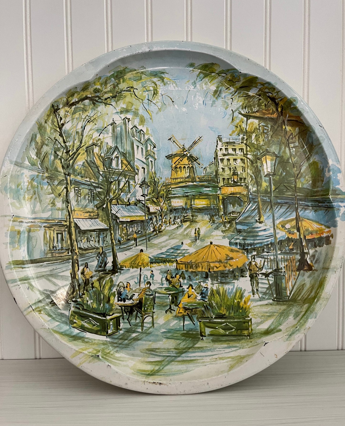 Vintage 1971 Daher Decorated Ware Tin Tray - European Street Scene