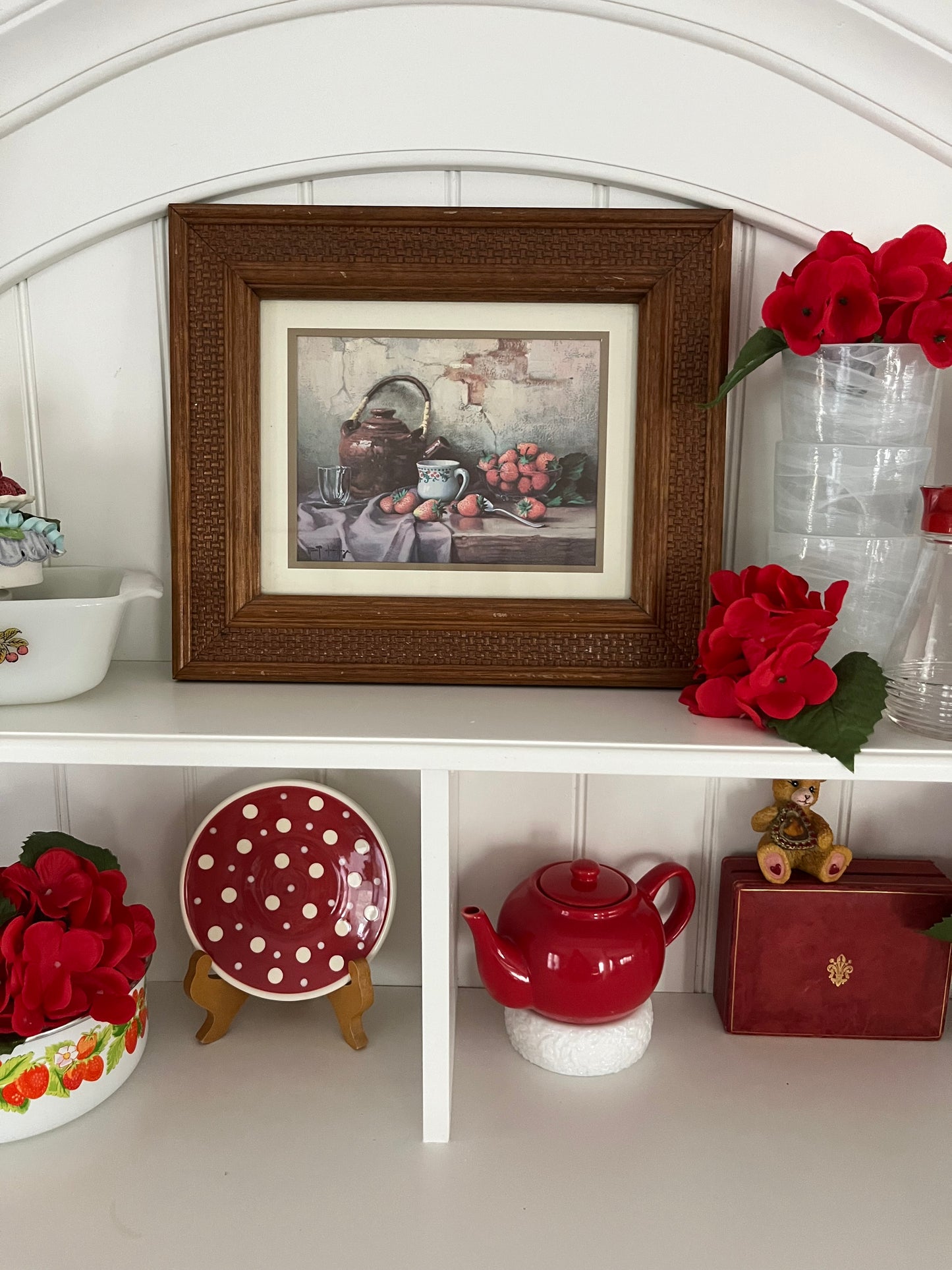 1980s Red & White Polka Dot Ceramic Plate – Whimsical Retro Charm