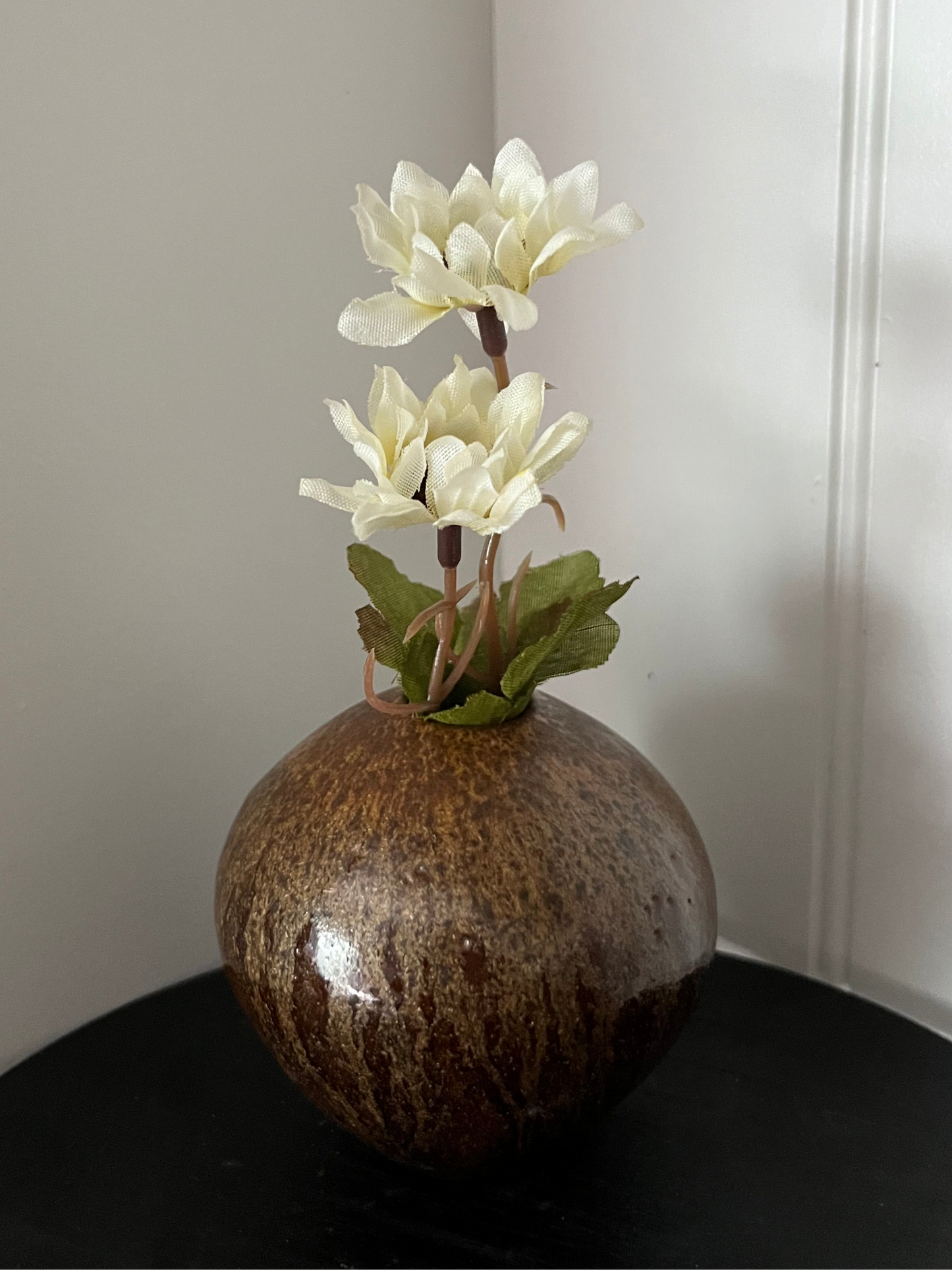 Vintage Petite Art Studio Pottery Bud Vase in Brown Drip Glaze – Hand-Thrown Stoneware (1970s)