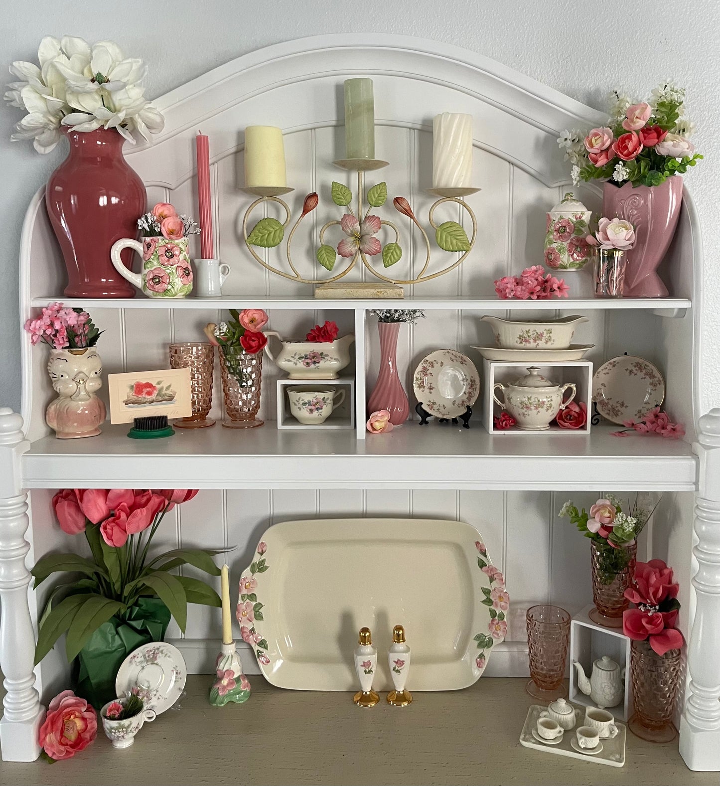 Miniature Rose Lattice Bisque Tea Set – 1998 Treasury of Gifts 10-Piece Jade Porcelain Collectible