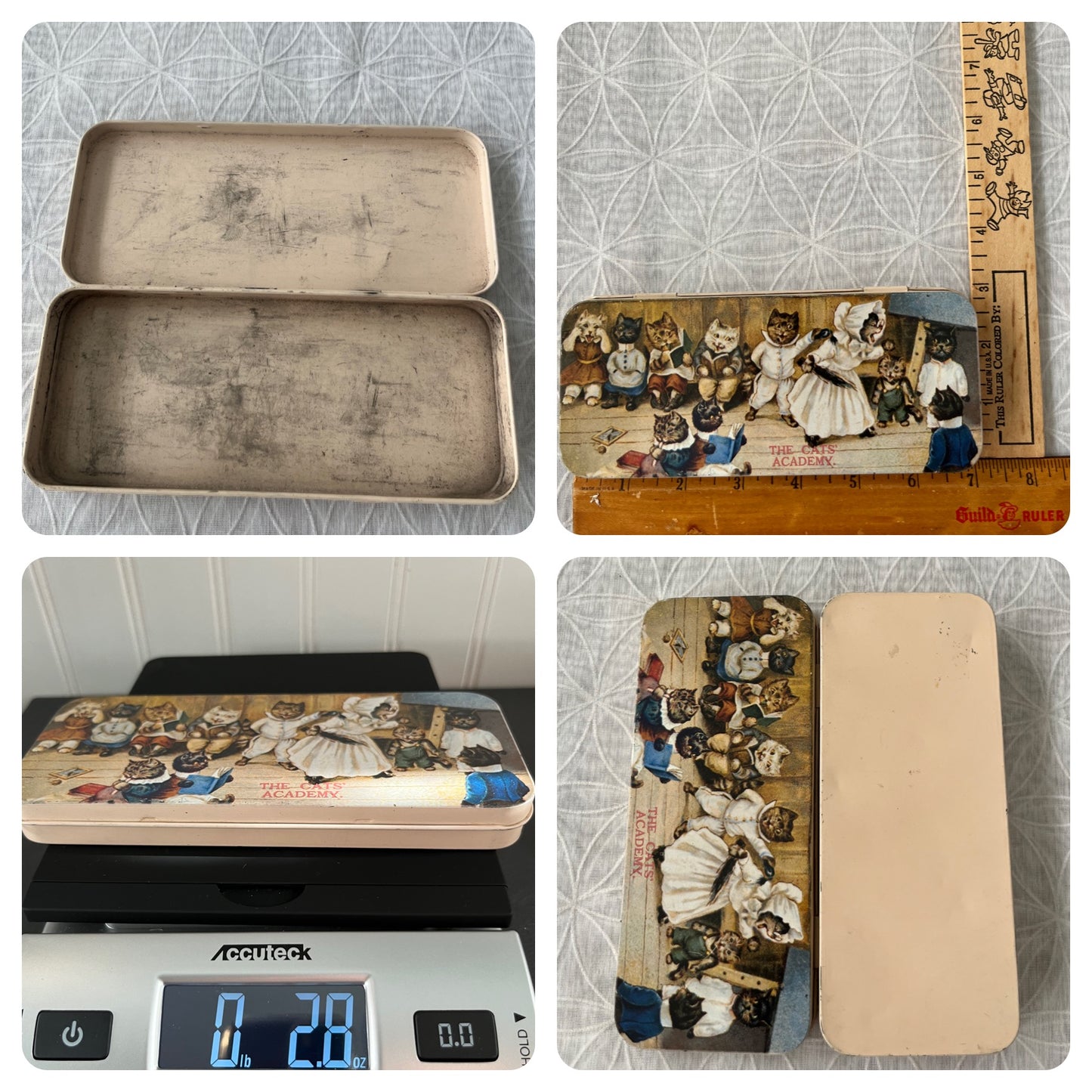 Super cute Vintage 1990’s Louis Wain Cats Academy Hinged Tin Pencil Box - Victorian Cat Art