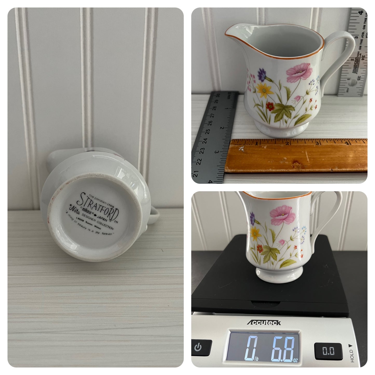 Vintage 1980’s Mikasa Stratford Porcelain China Floral Summer Melody Nita Handled Creamer