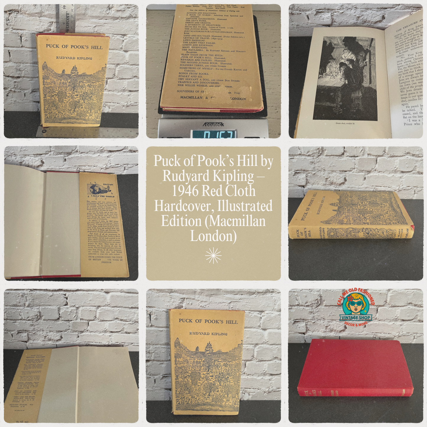 Puck of Pooks Hill By Rudyard Kipling - 1948 hardcover Vintage rare book