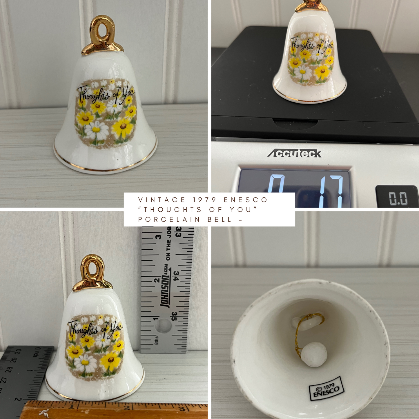 Vintage 1979 Enesco “Thoughts of You” Porcelain Bell –