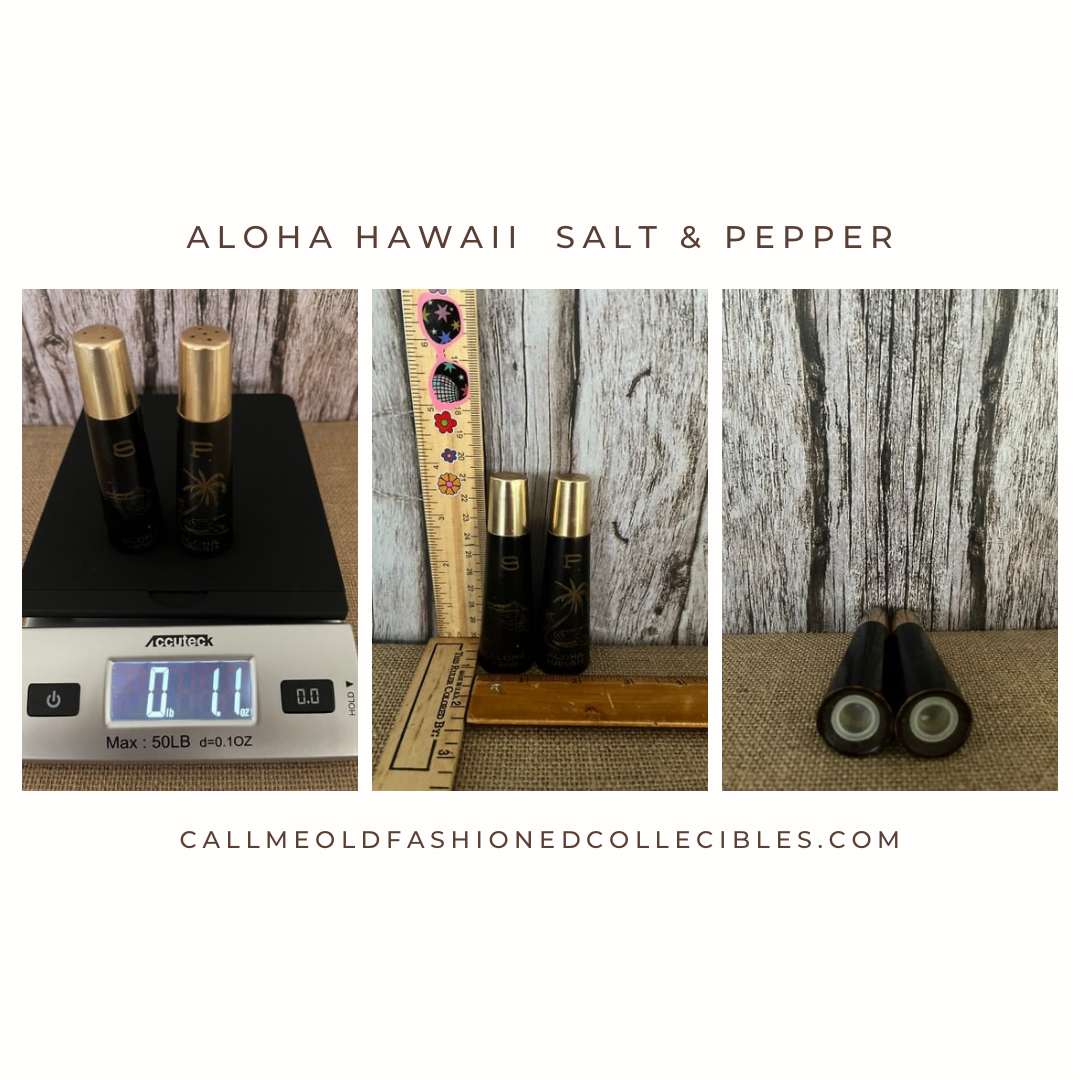 Vintage Circa 1960’s Aloha Hawaii Souvenir Salt and Pepper Shakers - Dark Ebony Wood