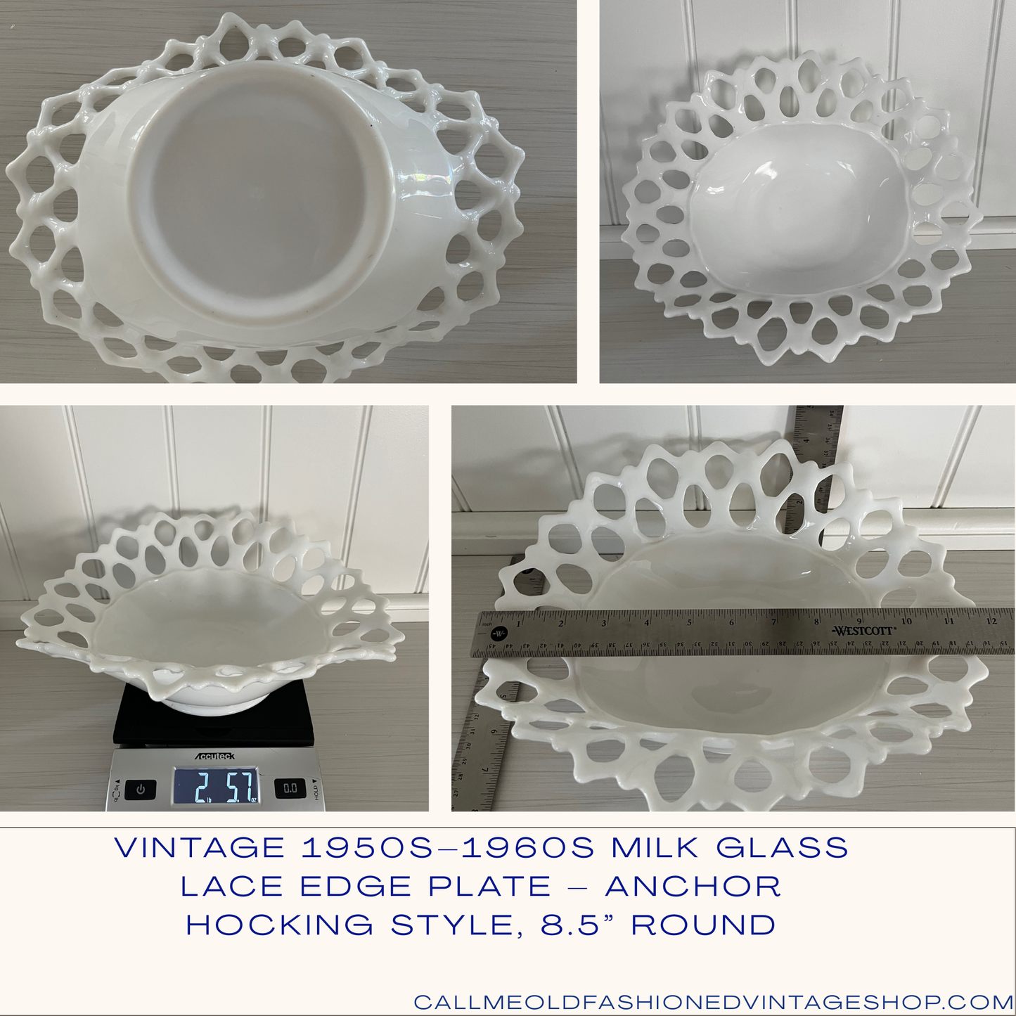 Vintage 1950s Westmoreland Doric Milk Glass Open Lace Edge Compote Banana Boat Bowl – Reticulated Rim