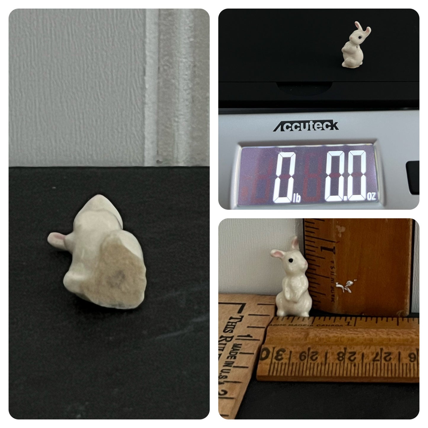 Vintage Hagen Renaker Porcelain Bunny Rabbit - Tiny White Adorable Collectible (1970s)