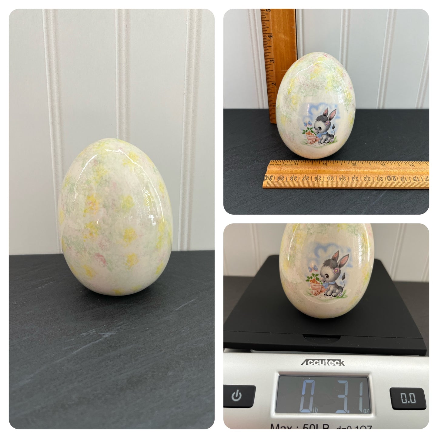Mid-Century European Ceramic Egg with Baby Donkey -