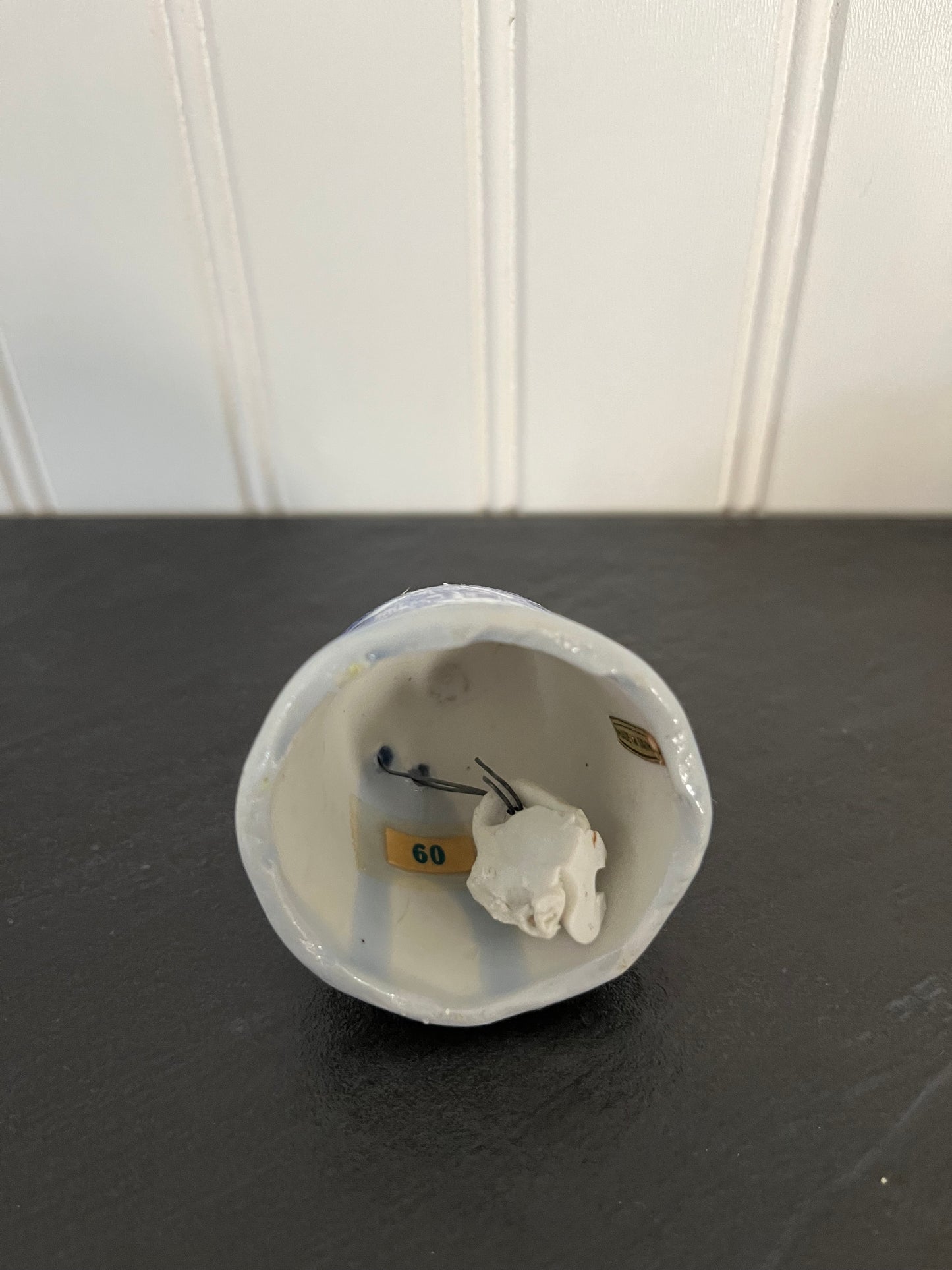 Small Vintage Currier & Ives Blue and White Winter Scene Porcelain Bell - 3" Height - Collectible Decor