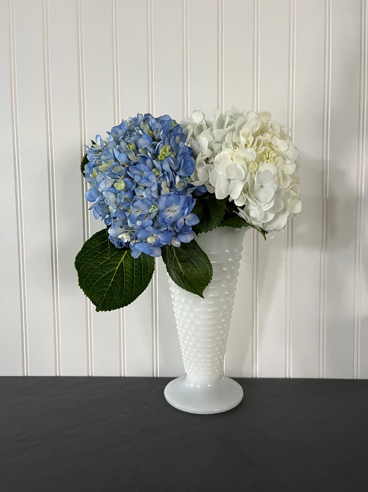 MCM Anchor Hocking Hobnail Milk Glass Trumpet Flower Vase