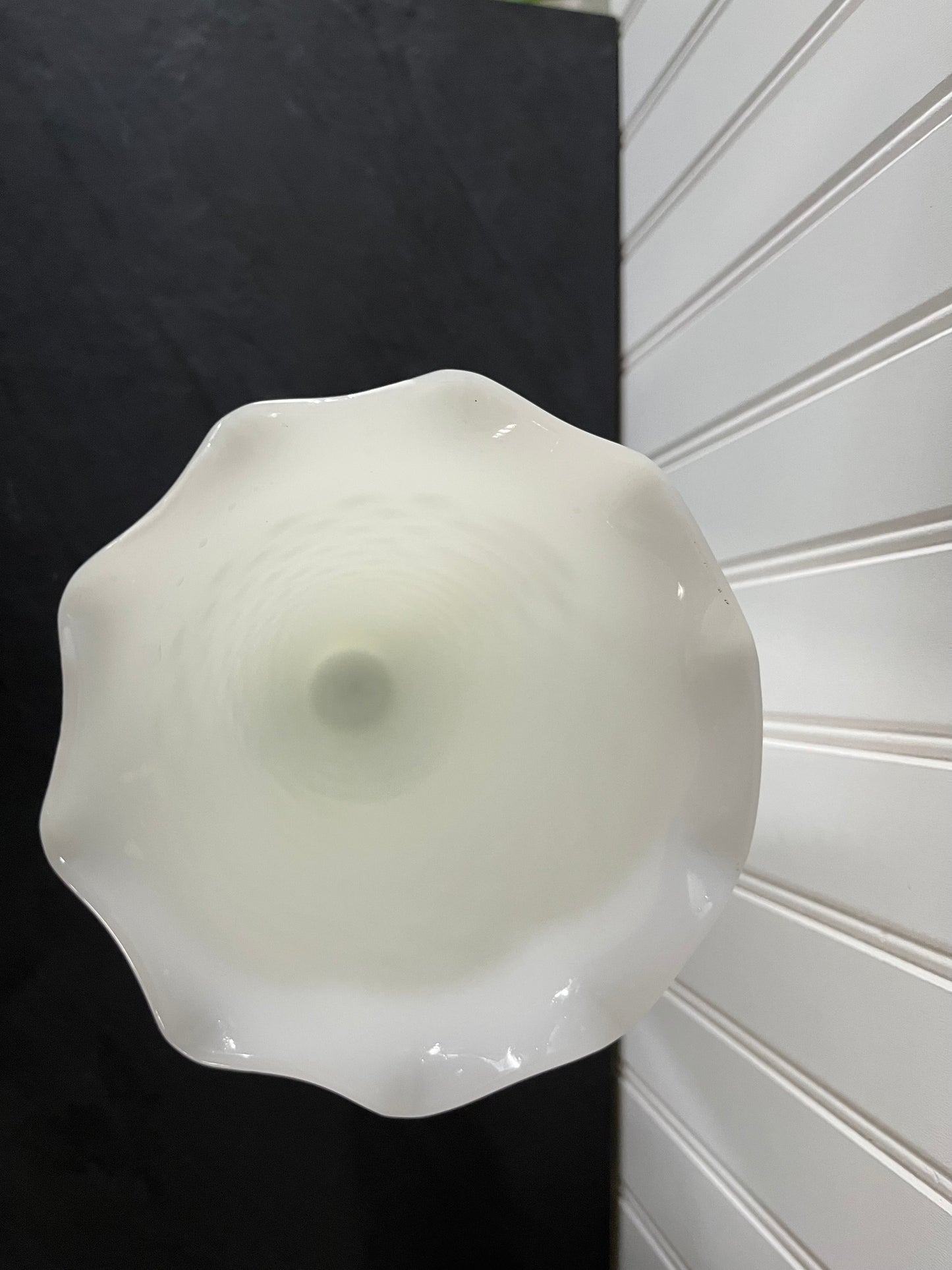 MCM Anchor Hocking Hobnail Milk Glass Trumpet Flower Vase