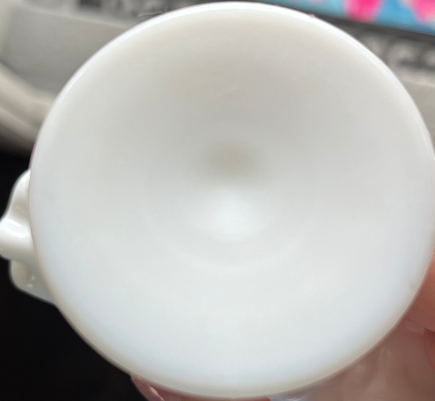 Vintage MCM Fenton Hobnail White Milk Glass Small Fan Vase - Ruffled Top
