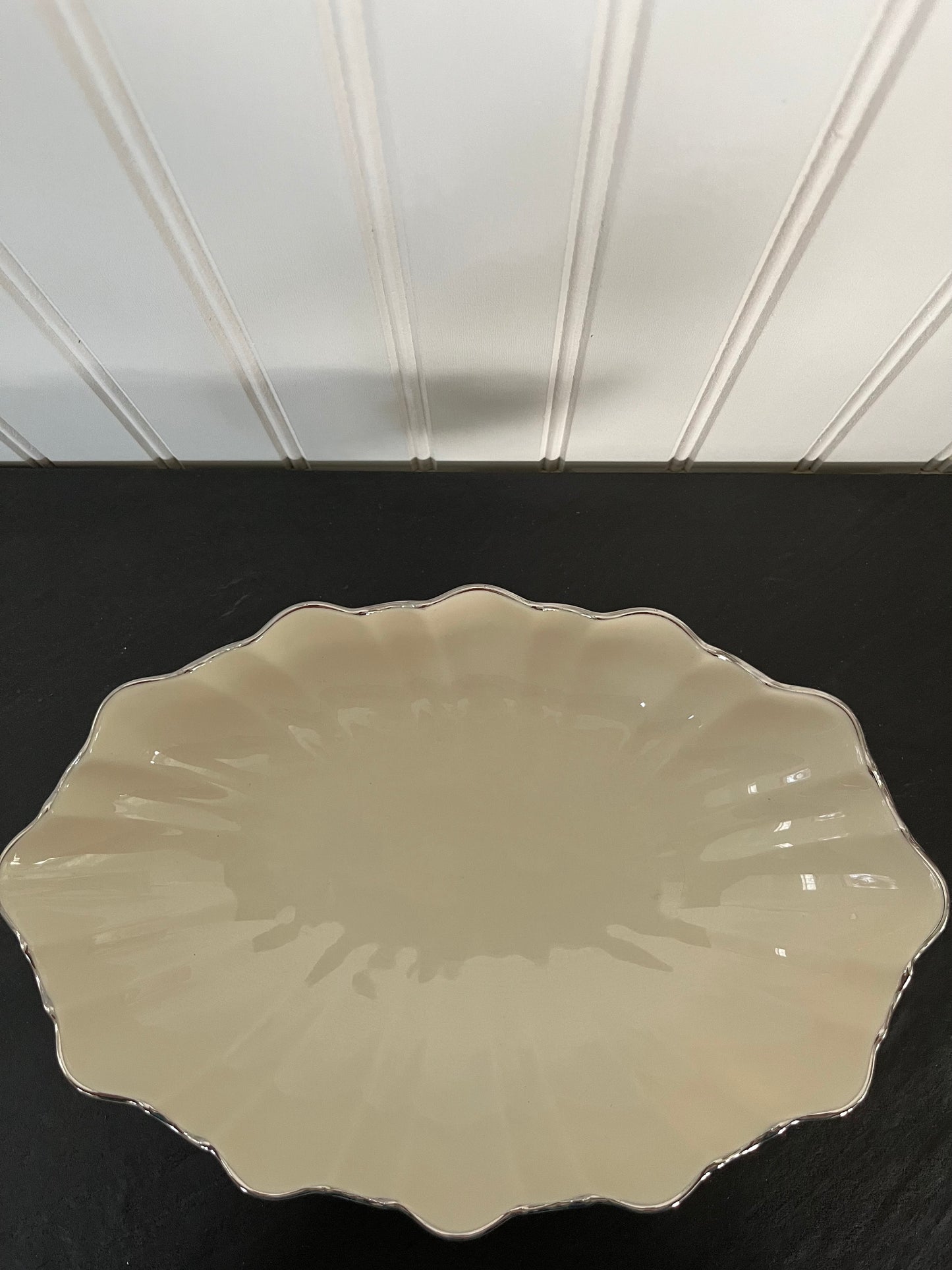 Vintage Lenox Symphony Pattern Centerpiece Bowl - Platinum/Silver Trim - 11" Width - Elegant Decor
