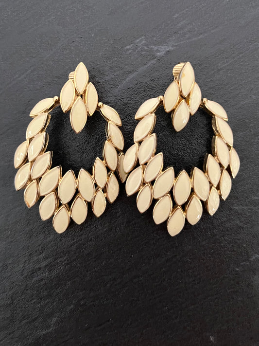 Dolce & Gabbana Vintage Gold and Cream Enamel Clip-on Earrings