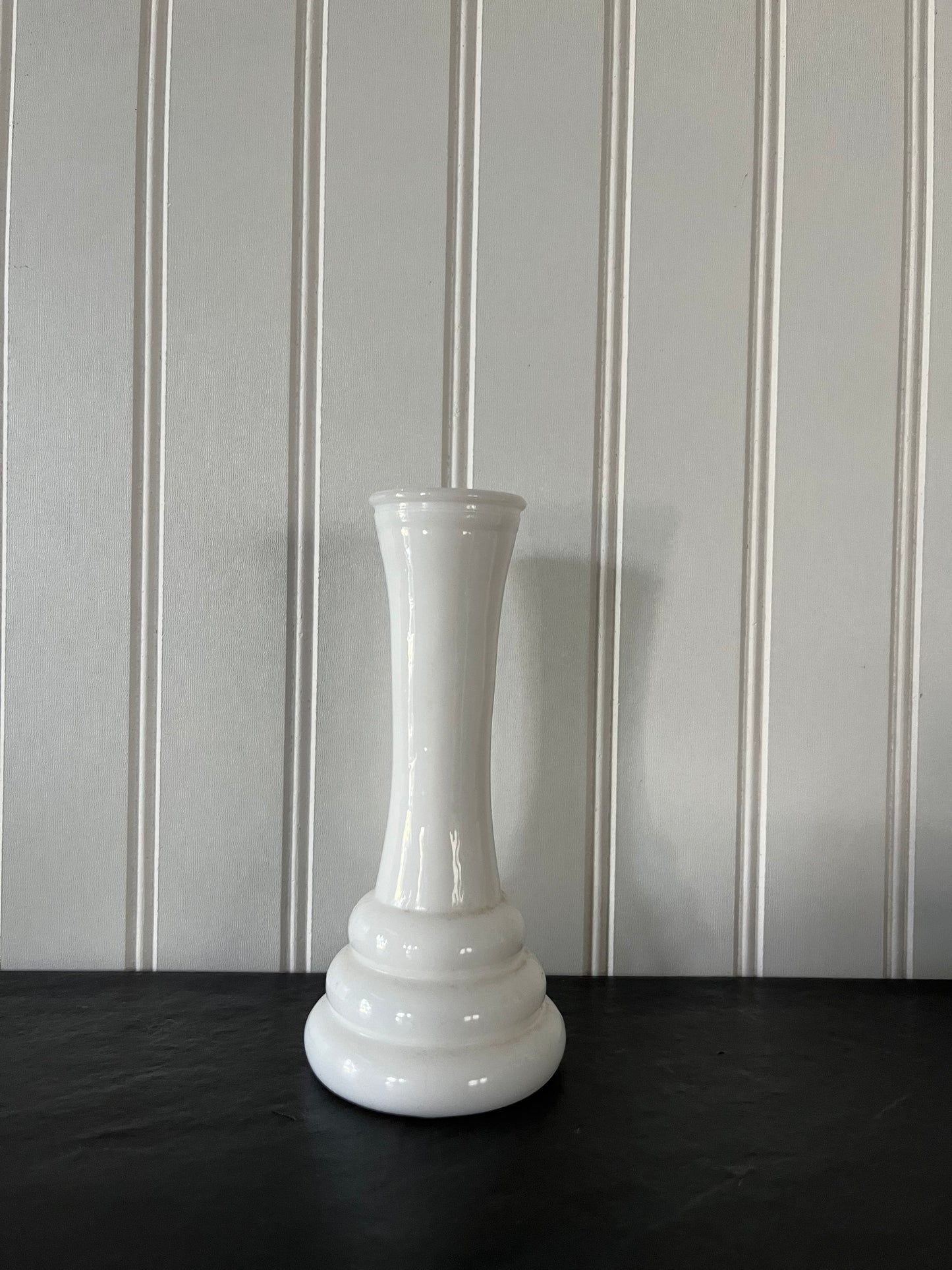 Vintage Randall White Milk Glass Art Deco Bee Hive Bud Vase - 6" High