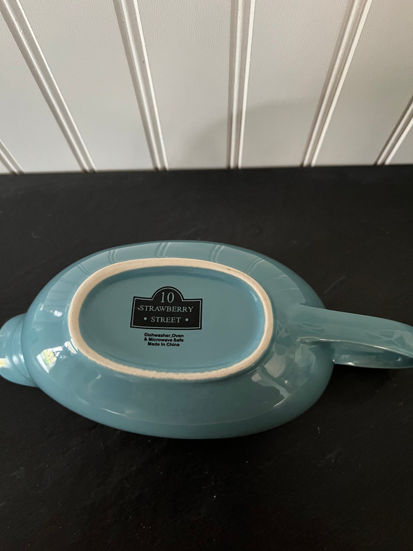 Elegance Revived: Vintage Inspired 10 Strawberry Street Teal Gravy Boat - A Homewood Treasure