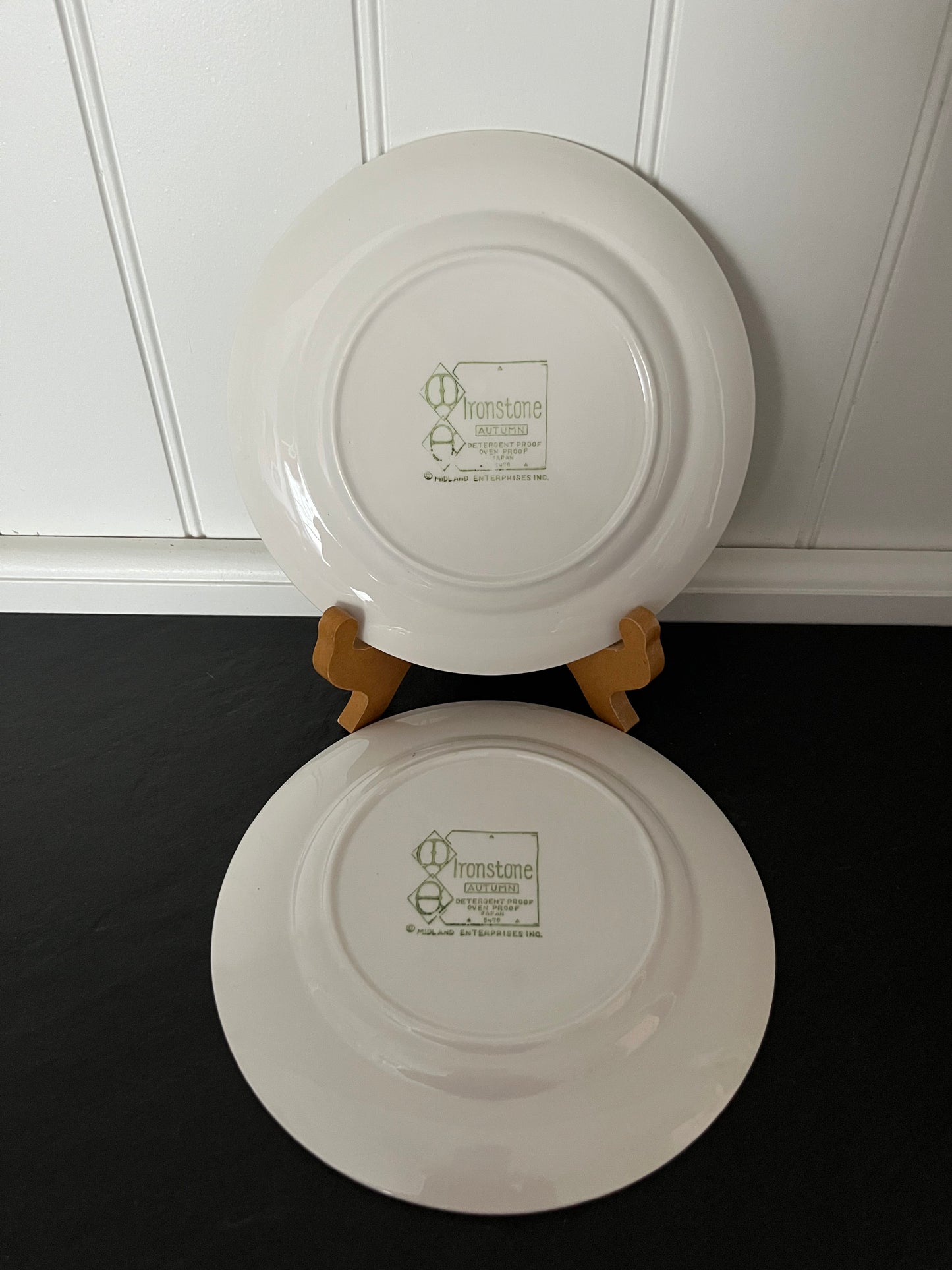 Pair of Vintage 1970s Midland Japan “Autumn” Ironstone Salad Plates – 7.5” Floral Harvest Pattern