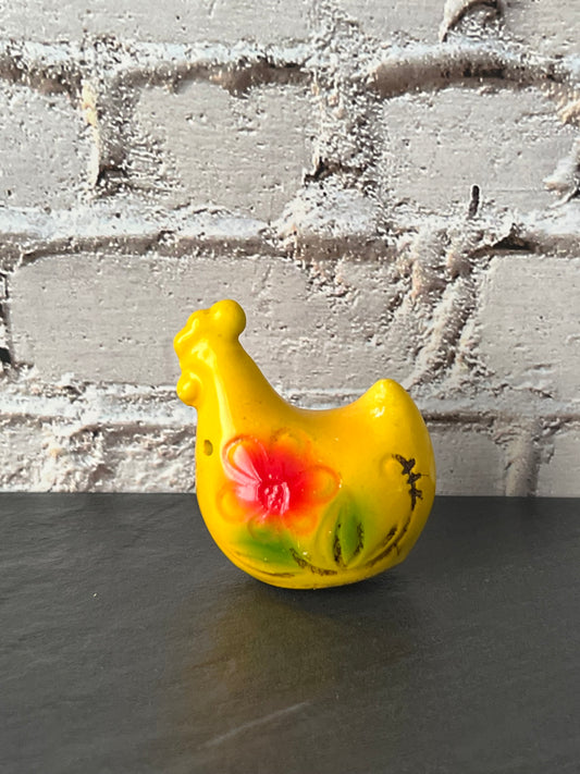 Lone Vintage Yellow Floral Ceramic Chicken  Shaker / Japan Farmhouse Kitchen 1960s