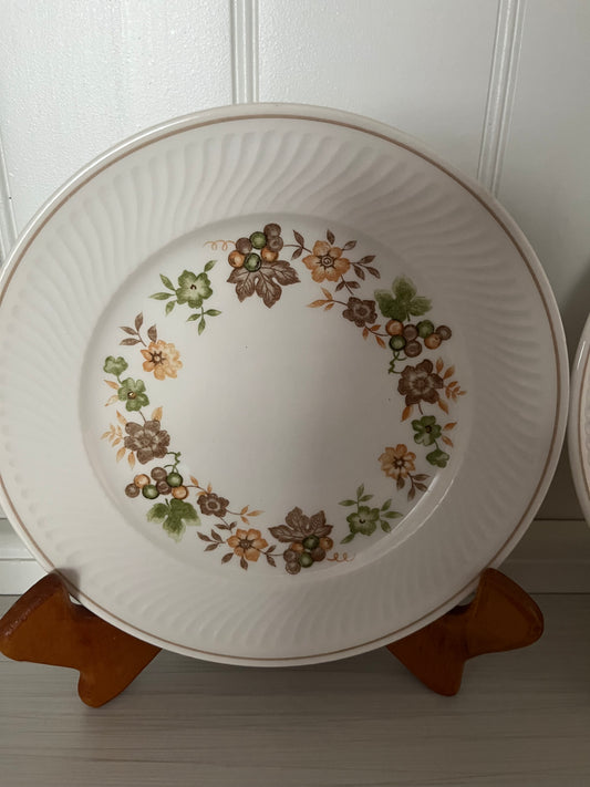 Pair of Vintage 1970s Midland Japan “Autumn” Ironstone Salad Plates – 7.5” Floral Harvest Pattern