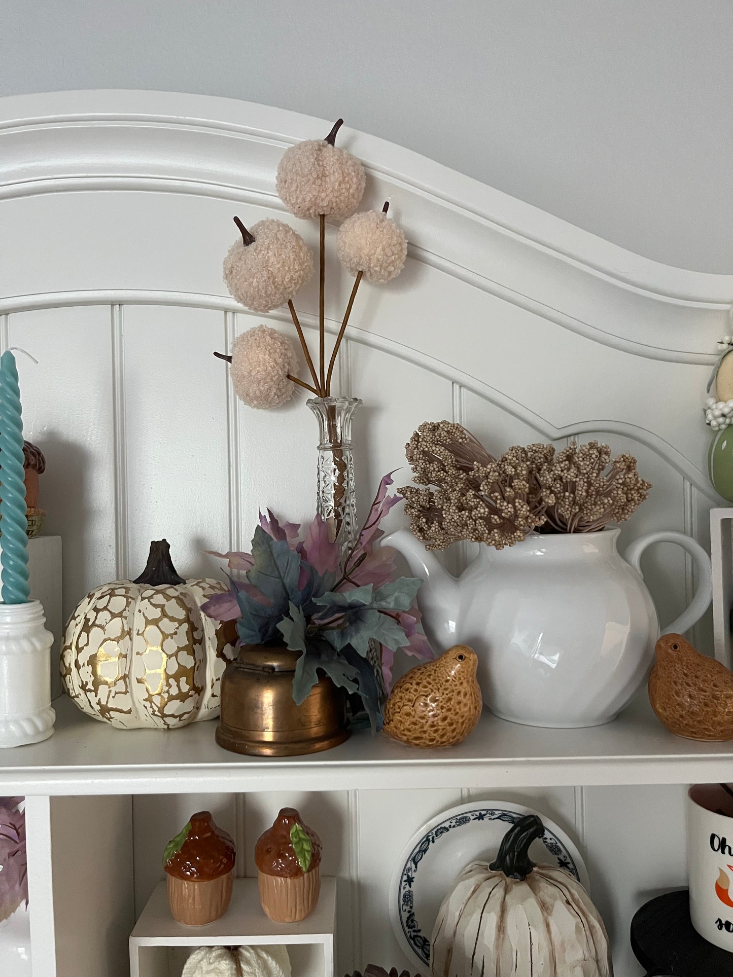 White & Gold Crackle-Pattern Pumpkin – Modern Glam Harvest Decor