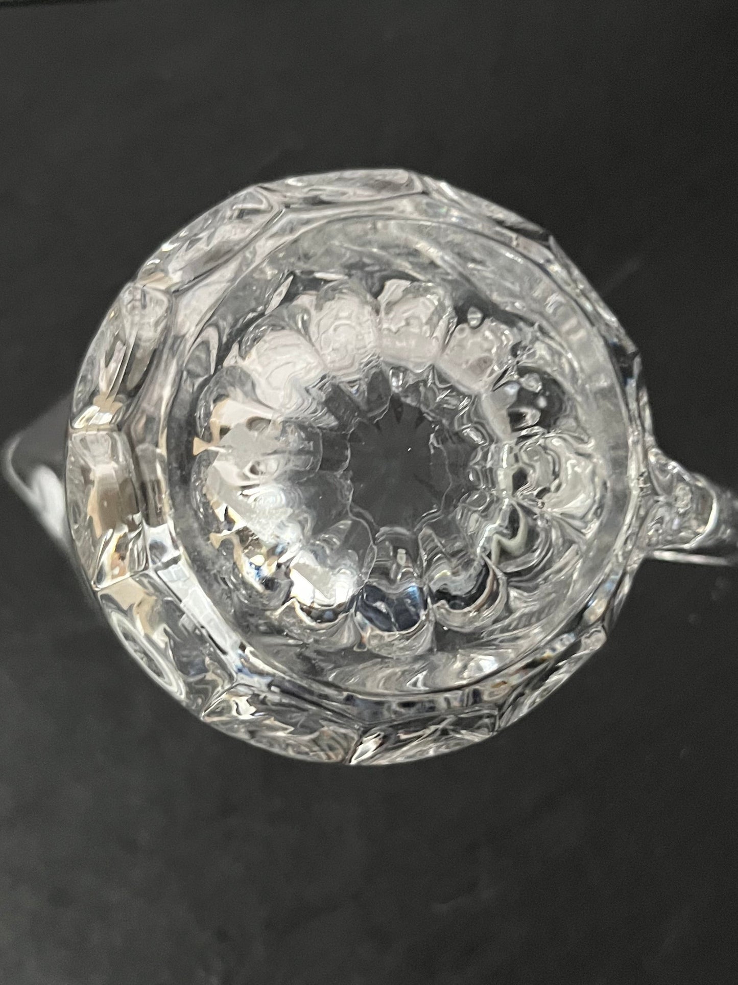 Vintage Cut Crystal Pitcher – Pinwheel Hobstar Brunswick Pattern – 8” Clear Crystal Water or Juice Pitcher – Mid Century Glassware