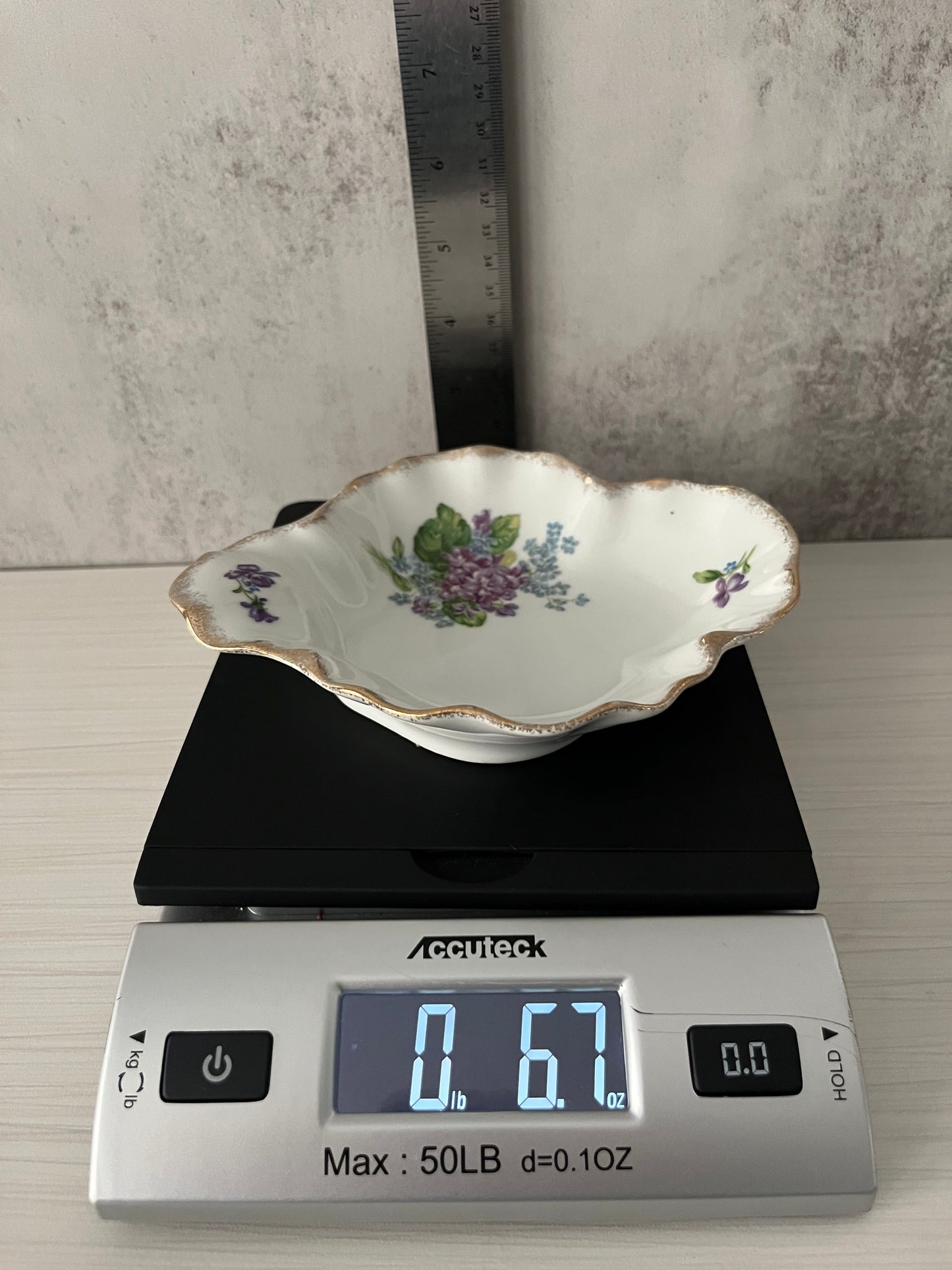 1950s Lefton China Spring Bouquet 4591 Hand Painted Bonbon Dish – Vintage Floral Porcelain Candy Dish – Violets & Forget-Me-Nots
