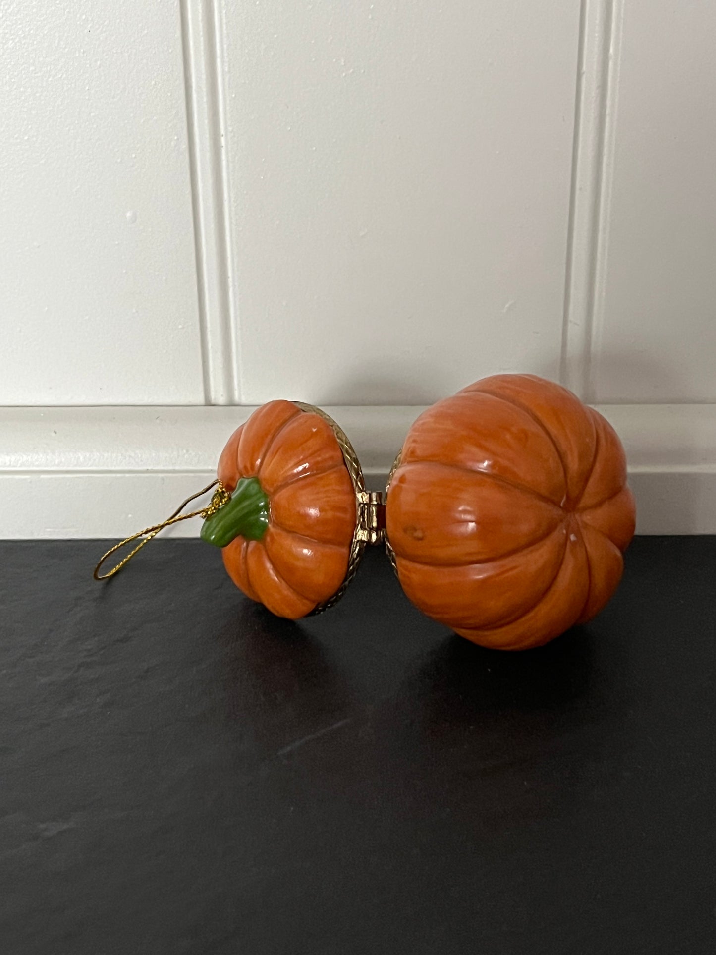 Mini 1½” high x 2” wide Jack-O’-Lantern Trinket Box Ornament | Hinged Pumpkin Keepsake | Curated Shelf & Trinket Display Décor