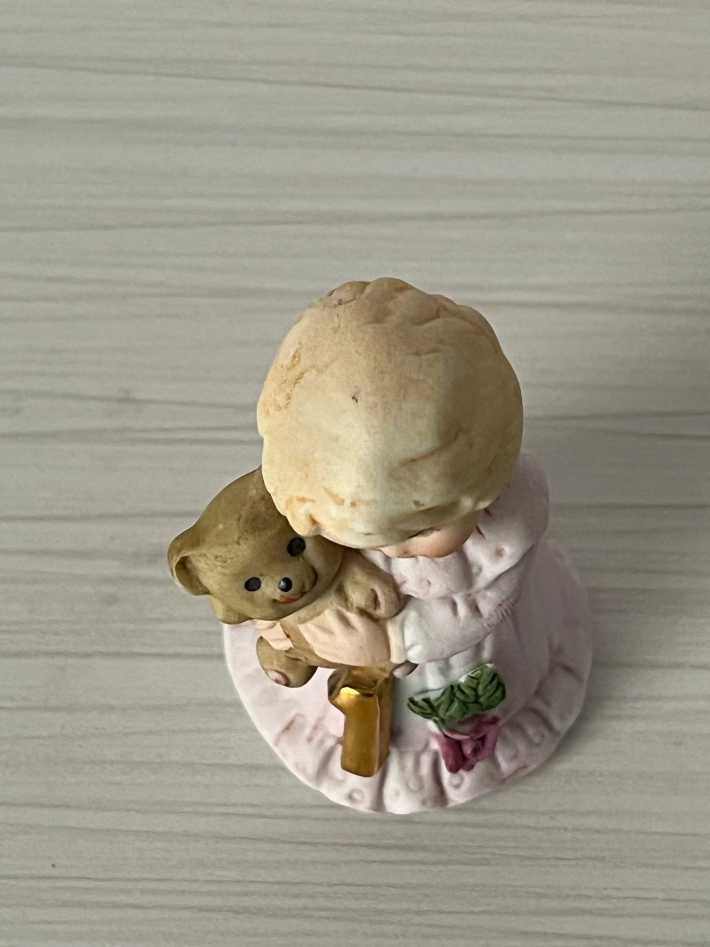 Vintage 1980s Enesco “Growing Up Girls” 1st Birthday Blonde Figurine – Style E2301 (1981)