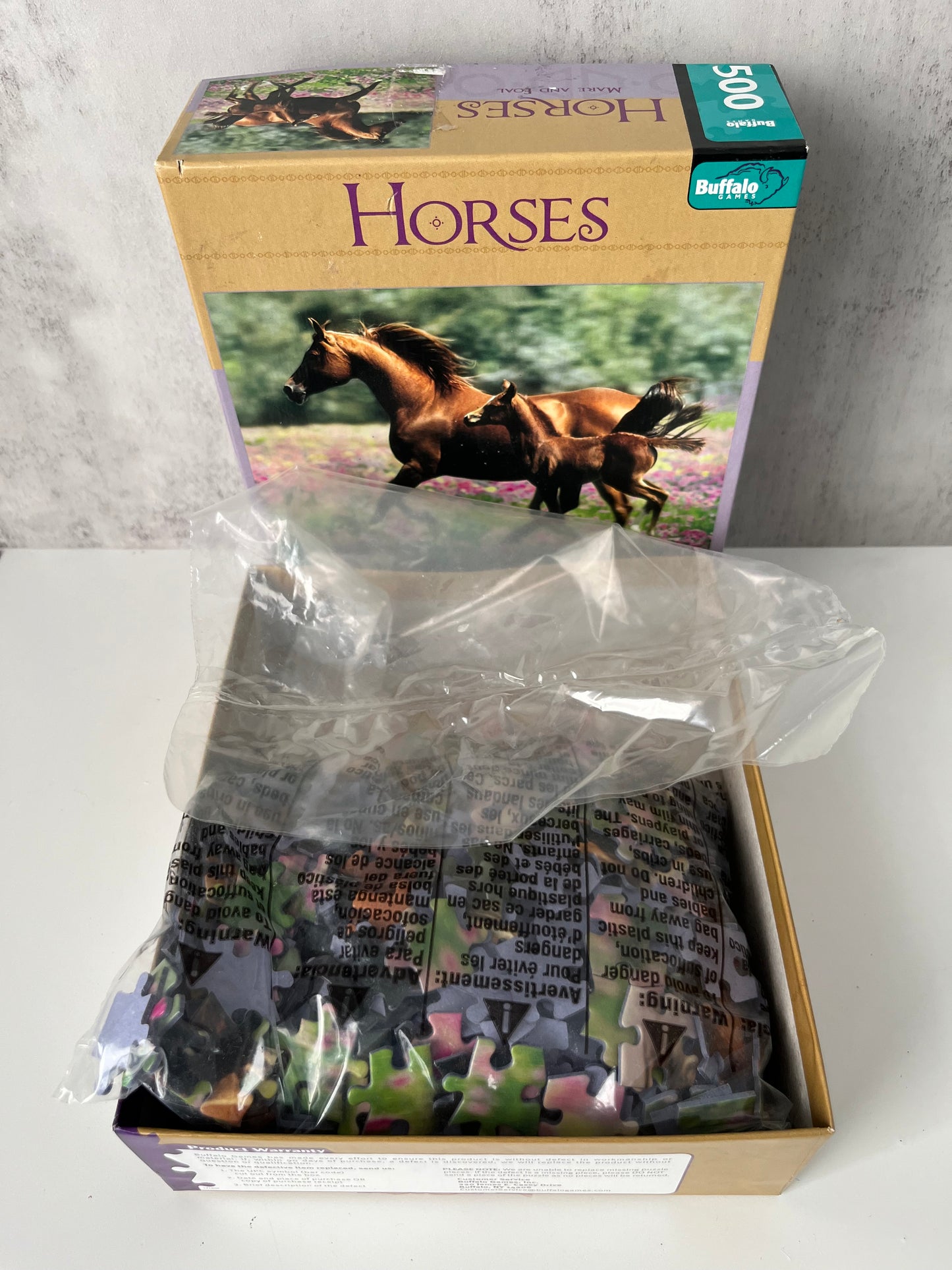 Nostalgic Horse Mare & Foal Meadow Photography Puzzle – 500 Piece – Early 2000s–2010s Era – Buffalo Games