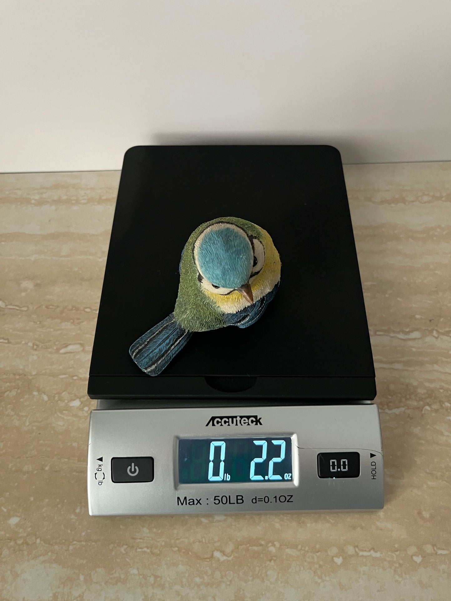 Vintage Blue Tit Songbird Figurine – Hand Painted Garden Bird Statue – Cottagecore Bird Decor – Small Nature Collectible – 1990s