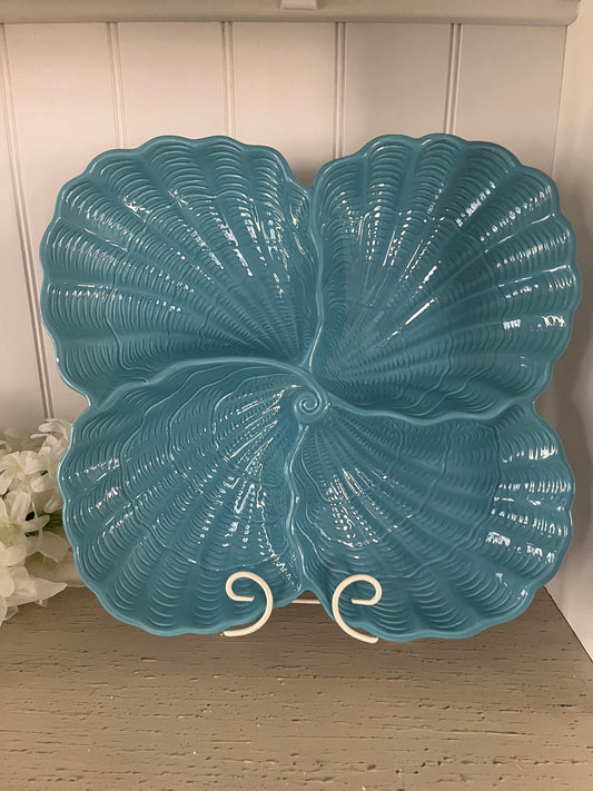 Vintage (2000s) Turquoise Blue Ceramic Shell Divided Platter – HomeEssentials Shell Collection