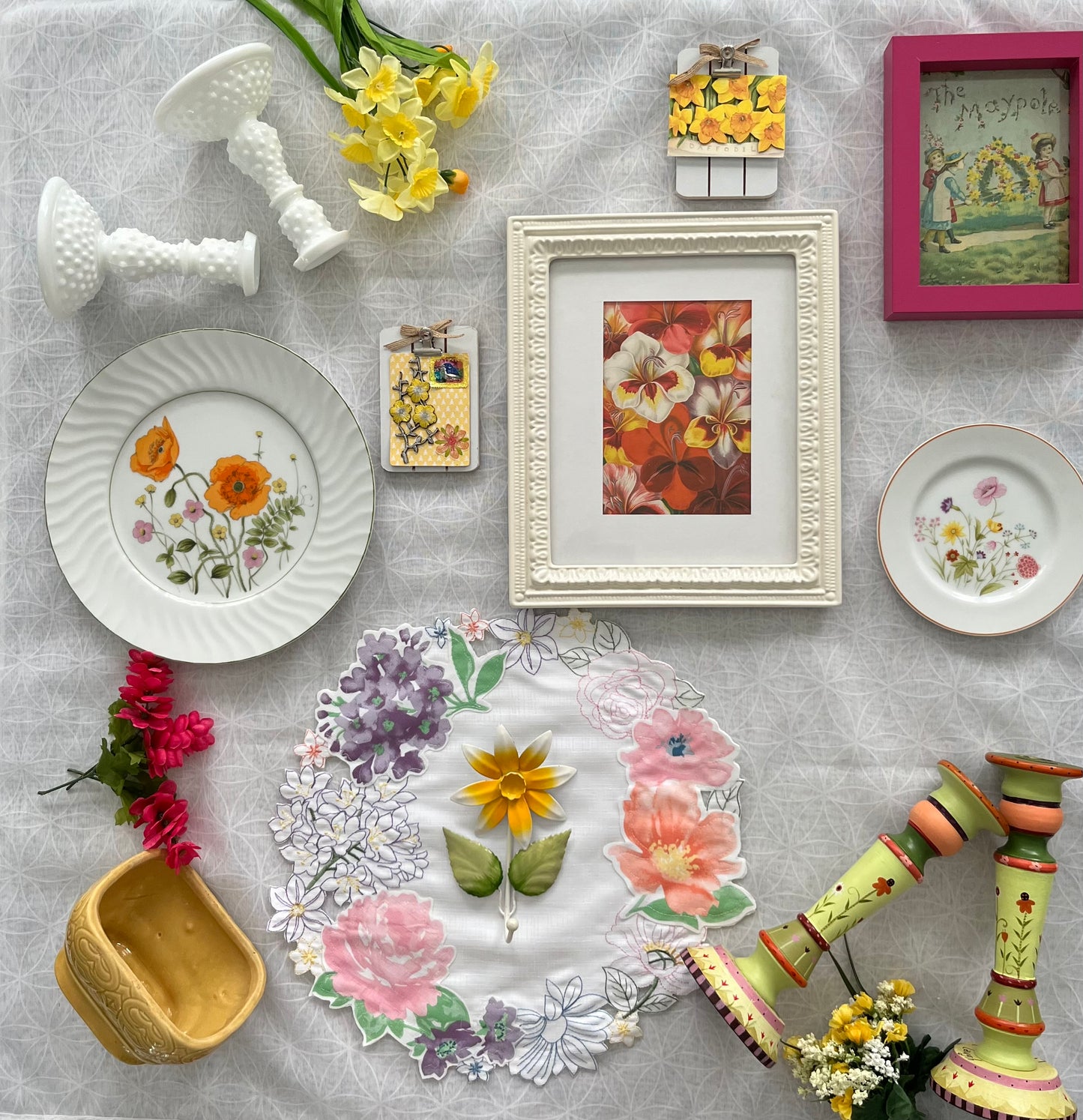 Golden Age of Seed Catalogue Art -Gladiolus Flowers in White Vintage Style Modern Frame