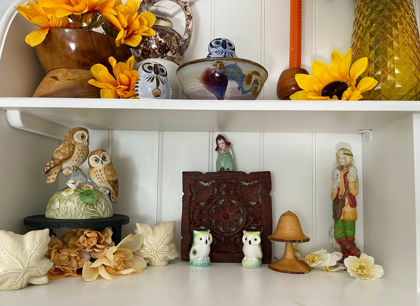 Retro 1995 Depression-Era Aesthetic “Winter Child” Figurine with Lambs — Hand-Painted Collectible Decor