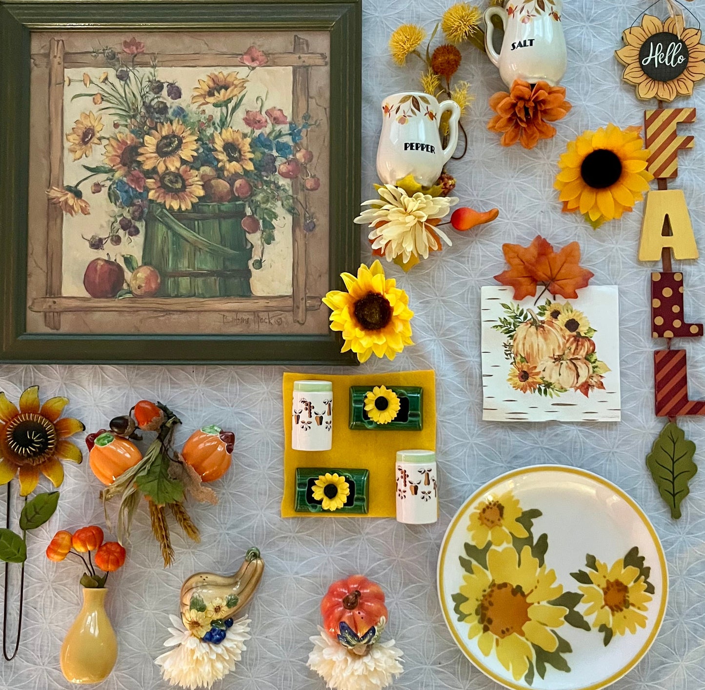 Hand-Painted Metal Sunflower Flower Stake | Rustic Décor | c. 2000s